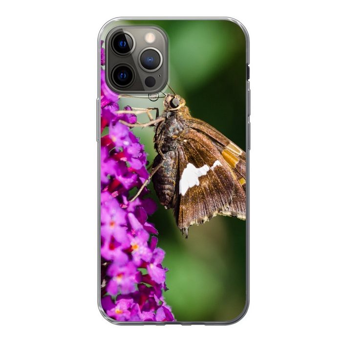 MuchoWow Handyhülle Schmetterling auf dem Schmetterlingsstrauch Handyhülle Apple iPhone 13 Pro Smartphone-Bumper Print Handy