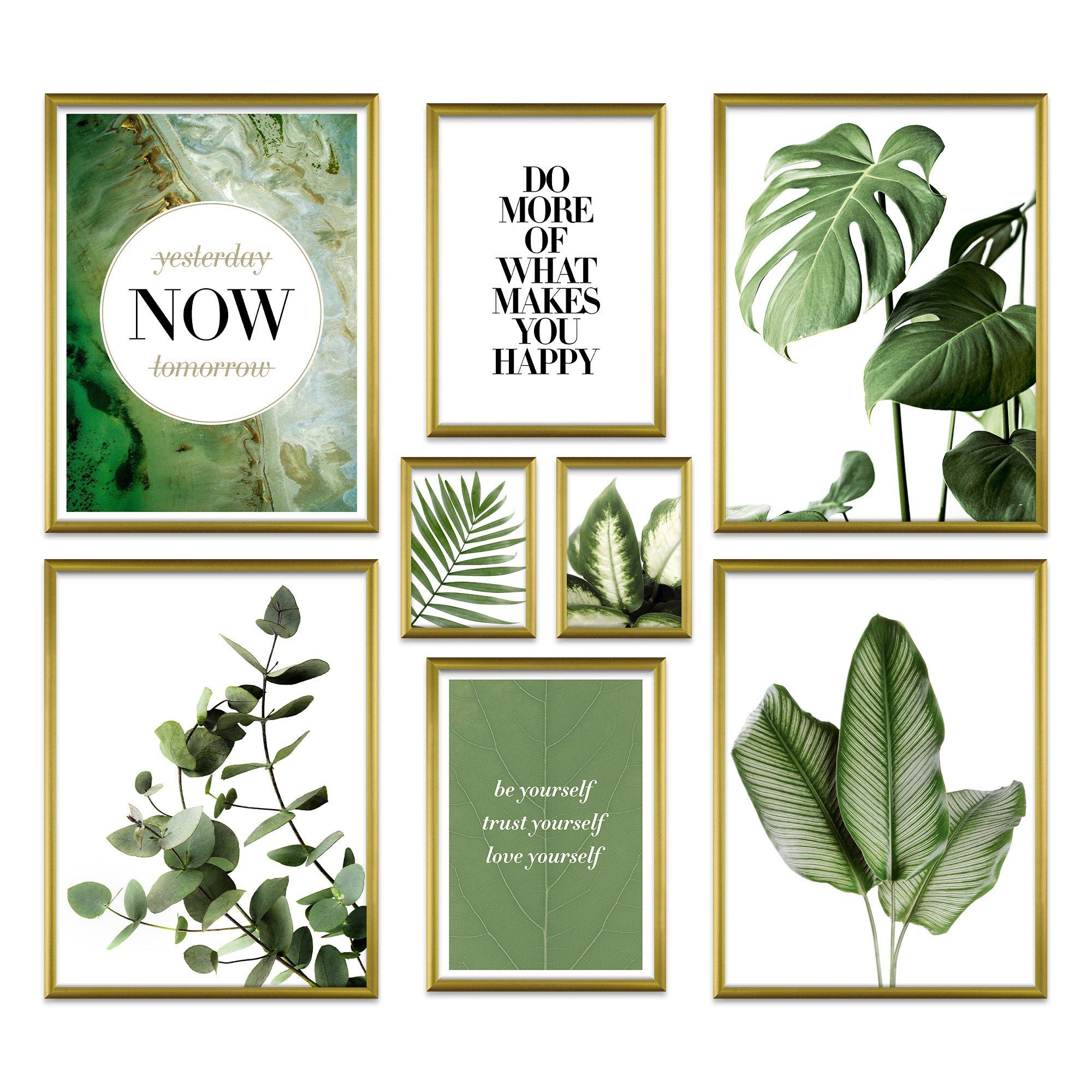 ARTFAVES Bilder-Collage Poster Set Elegante Botanik I mehrteilige Bilderwand I Wandbilder Grün, (Wandbilder modern, 8 St)