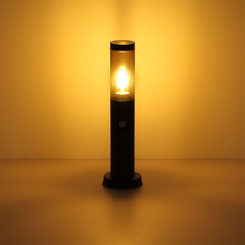 Pollerleuchte Dunkelanthrazit inklusive, Bewegungsmelder Außen-Stehlampe, etc-shop LED Standleuchte mit Sockelleuchte LED Warmweiß, Außen Leuchtmittel