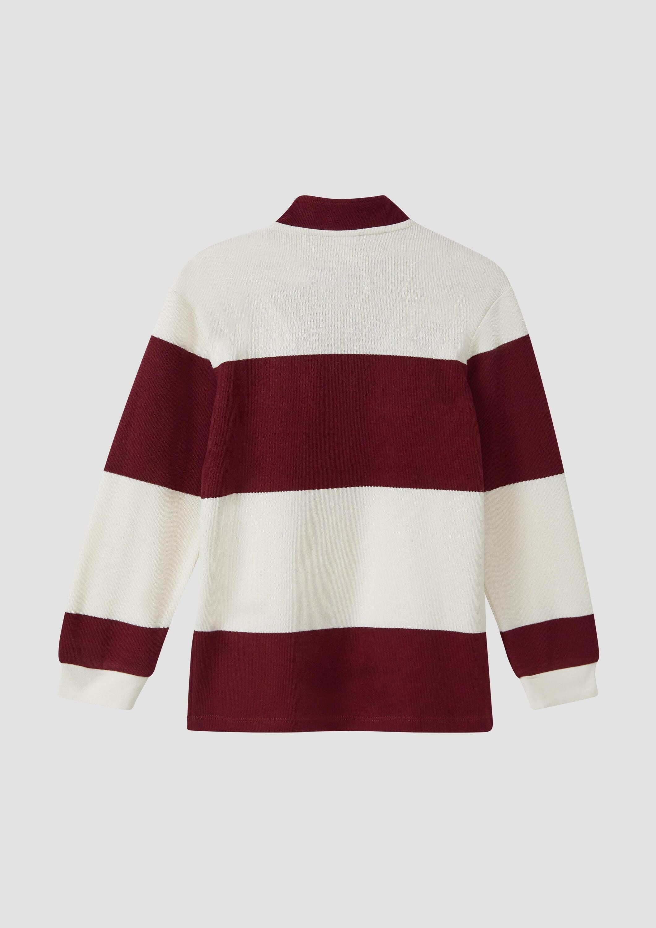 s.Oliver Langarmshirt T-Shirt Rippstrick-Longsleeve mit Troyer-Kragen und Stickerei-Detail – Bild 2 von 4