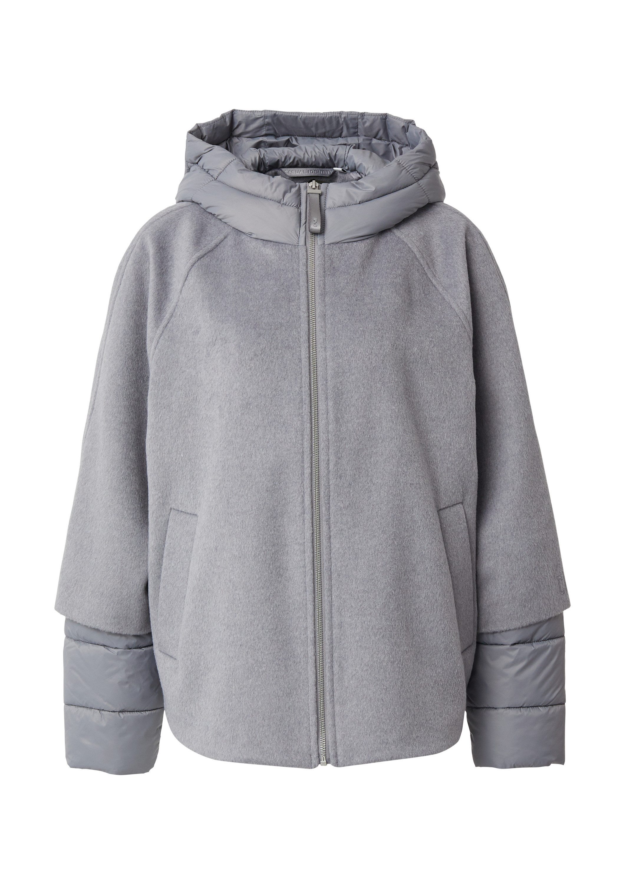comma Funktionsjacke Outdoor-Jacke Cape-Jacke aus Wollmix mit Steppdetails günstig online kaufen