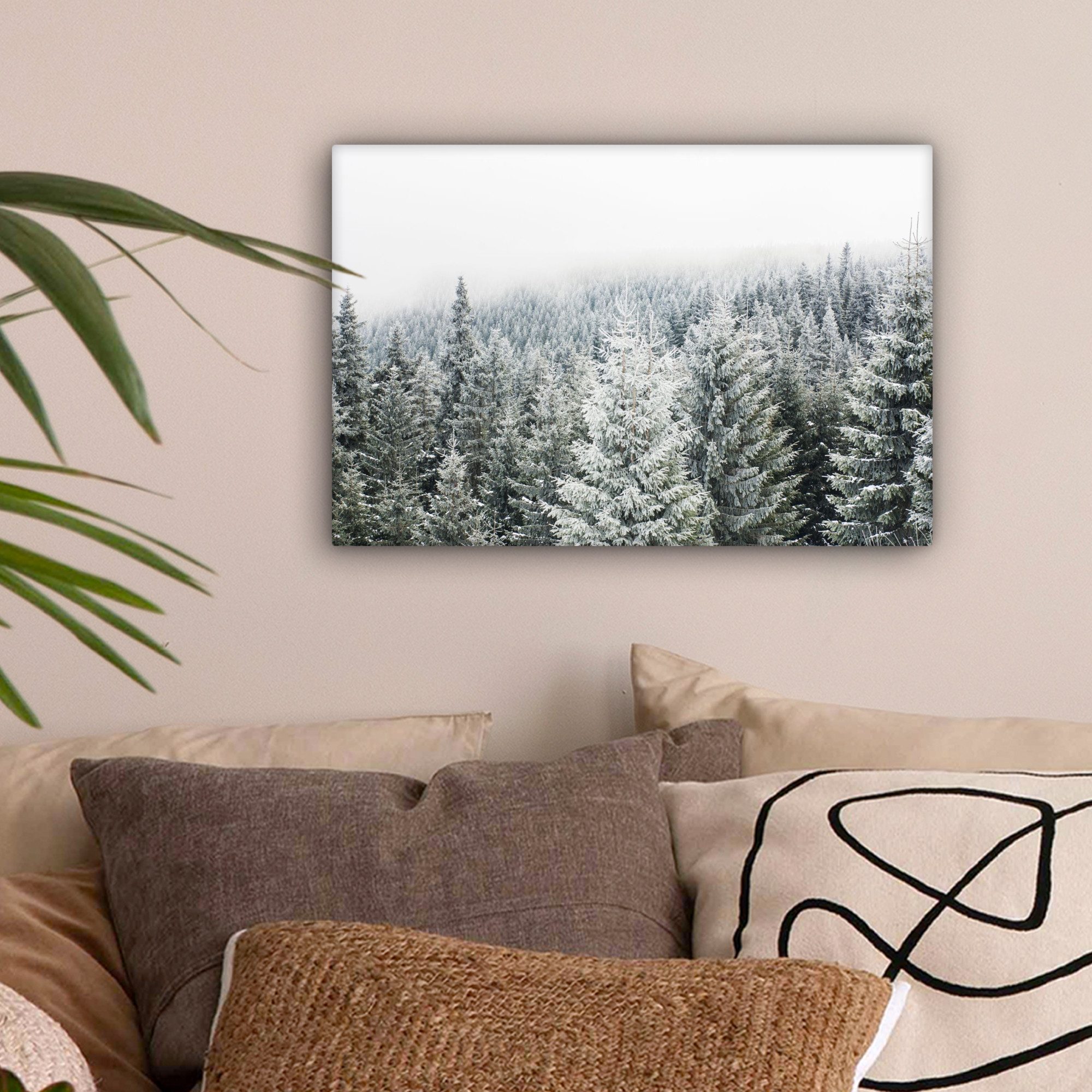 OneMillionCanvasses® Leinwandbild Wald - Schnee - Winter - Jahreszeiten - T günstig online kaufen