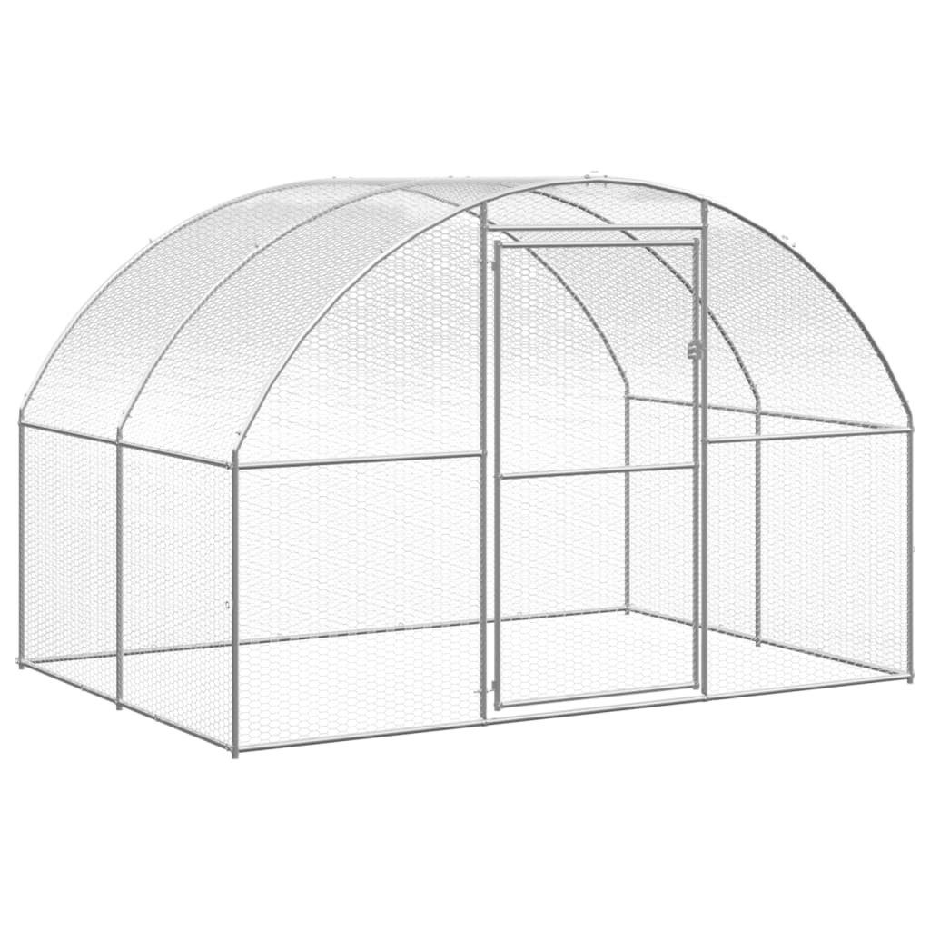 furnicato Hühnerstall 3 x 16 x 2 m in Silber und Silbergrau, Wetterfestes Geflügelgehege mit wasserabweisendem Dach für den Garten