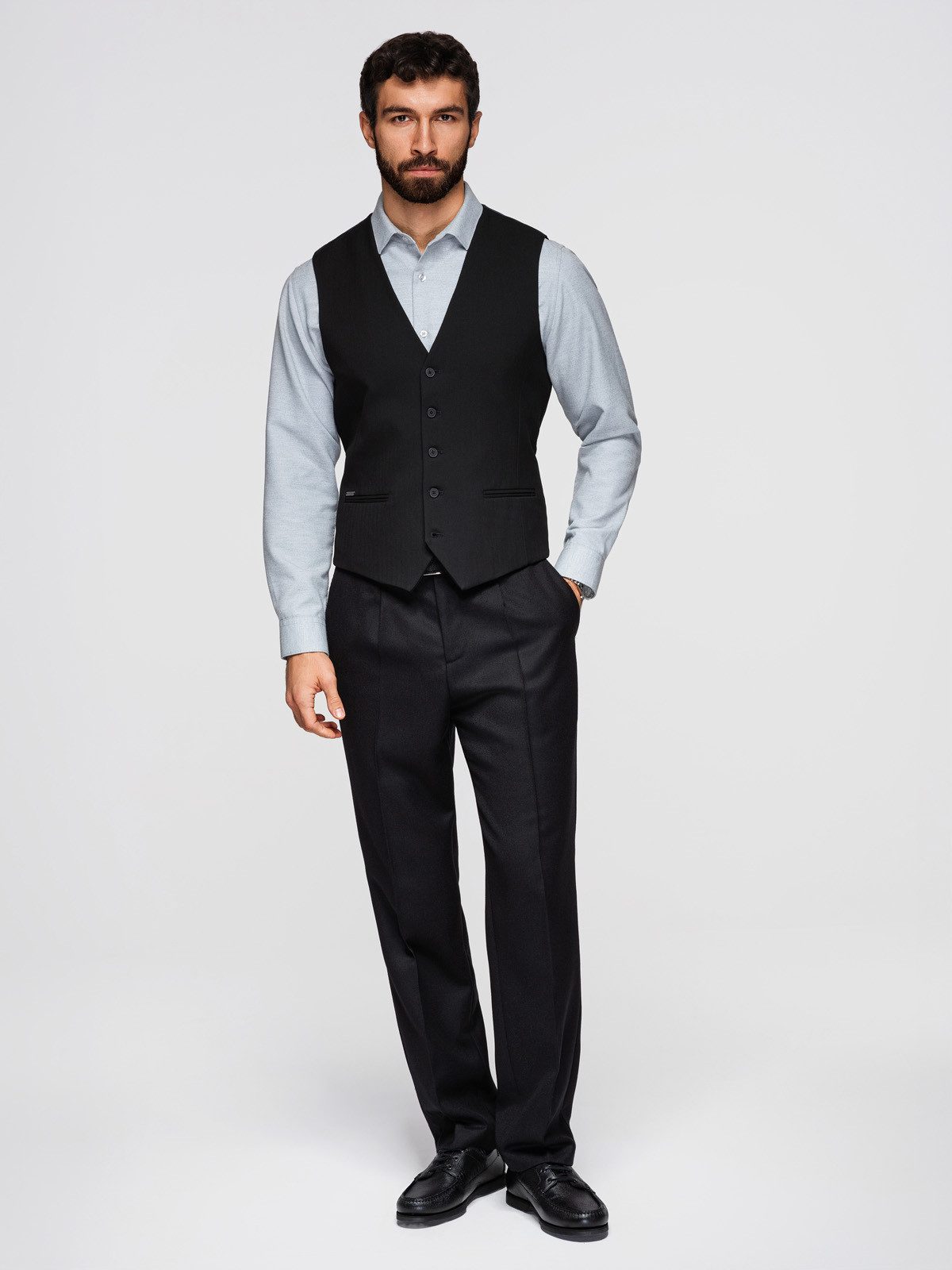 OMBRE Anzugweste Herren Anzugweste Slim Fit Elegant mit verstellbarem Rücken Schwarz XL (kein Set, 1-tlg) – Bild 5 von 5
