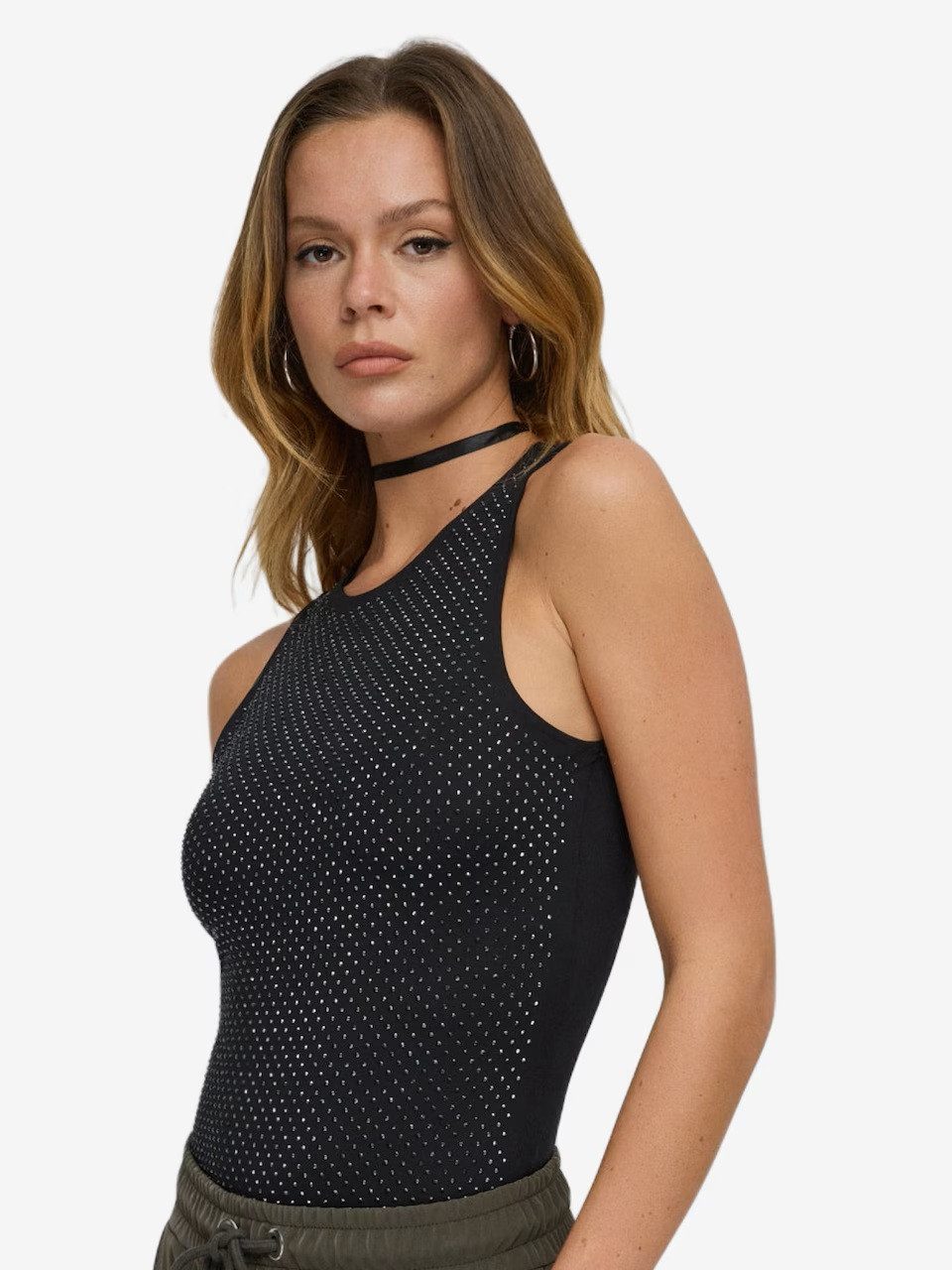 No Matter What Blusenbody Kurzarm aus funkelnden Straßsteinen