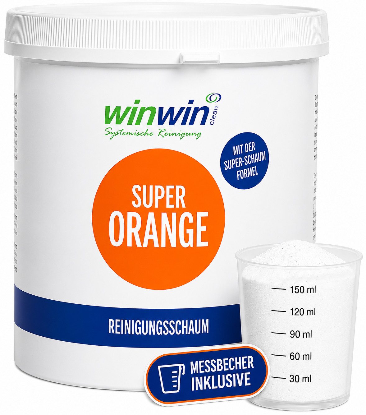 winwinCLEAN Super WC Schaum Universalpulver mit Messbecher Kalk I Urinstein I Fett Universalreiniger (1x Super WC-Reiniger Universalschaum 1kg Entfernt Urinstein, Kalk und Fett – mit frischem Duft)