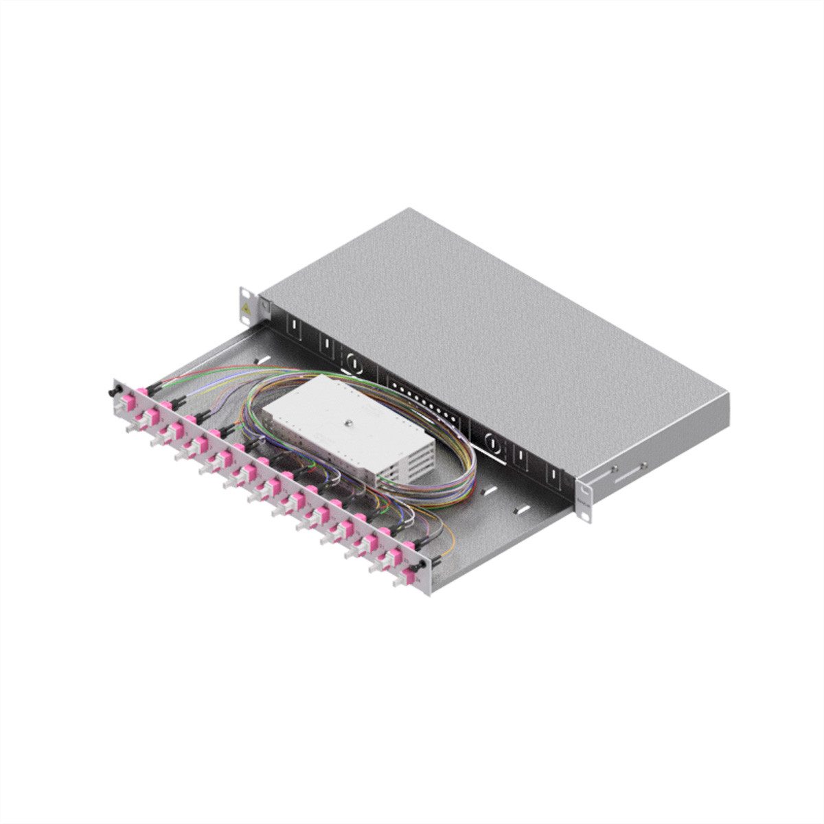 Easylan LWL-Spleißbox Grade C 19-Zoll 1HE Netzwerk-Panel (bestückt, 24 Ports, 24 Ports, 24x LC-Duplex, OM4, LSB1C334)