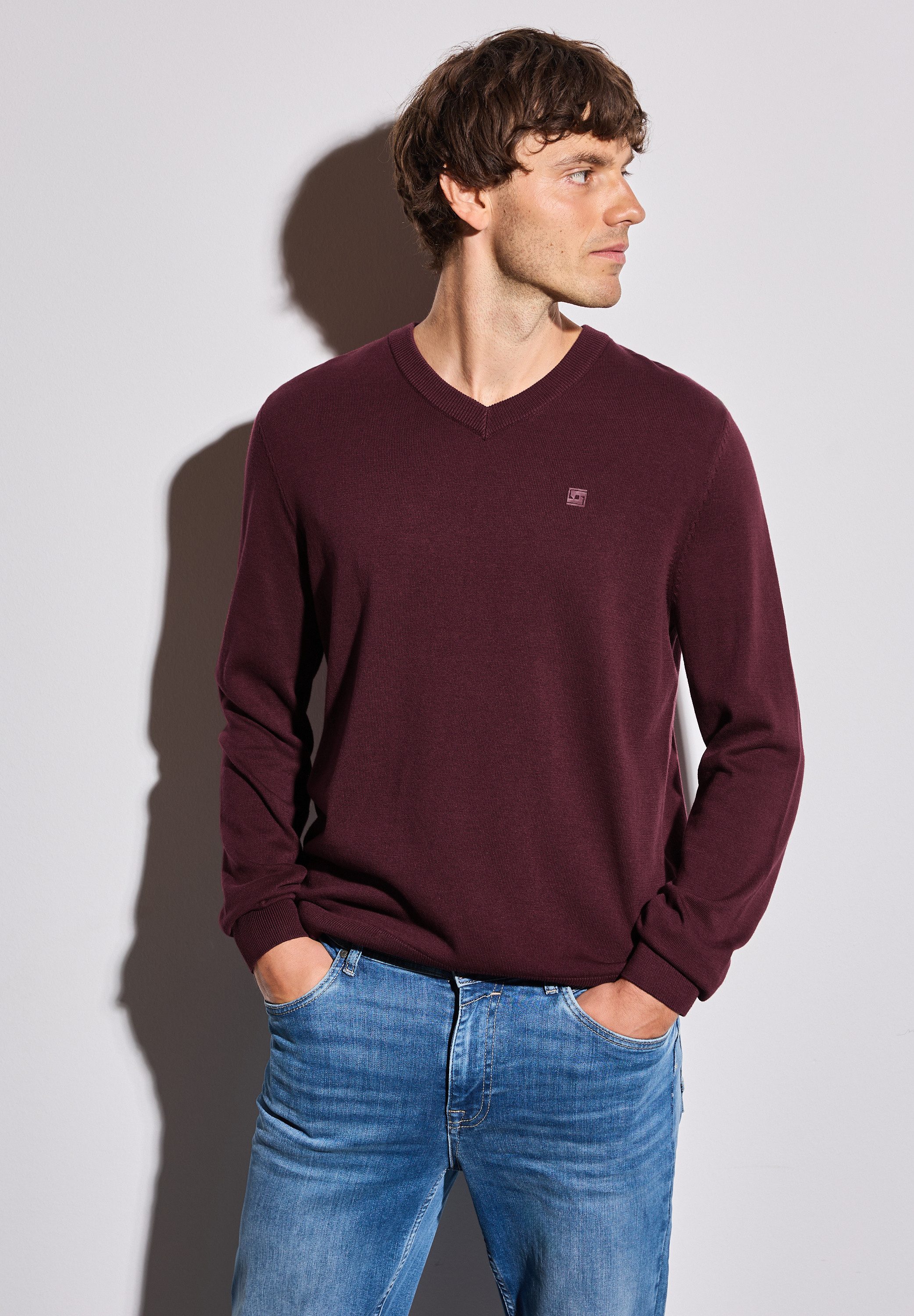 STREET ONE MEN Strickpullover aus reiner Baumwolle günstig online kaufen