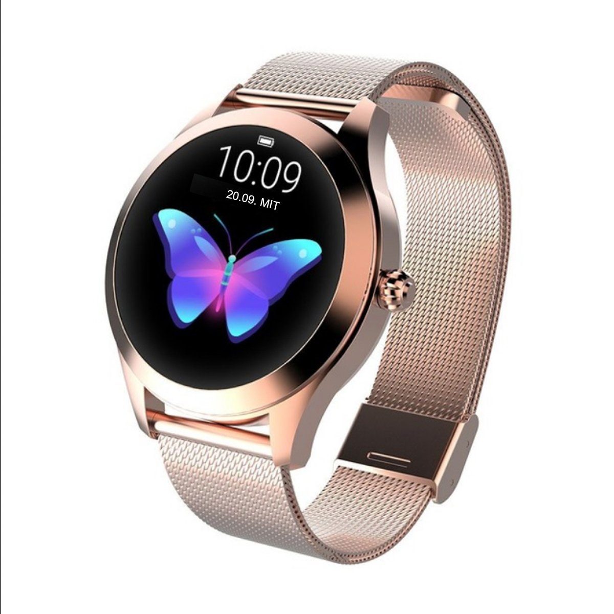 TPFNet SW31 mit Milanaise Armband für Damen - individuelles Display  Smartwatch (Android), Armbanduhr mit Musiksteuerung, Herzfrequenz,  Schrittzähler, Kalorien, Social Media etc. - Rose Gold
