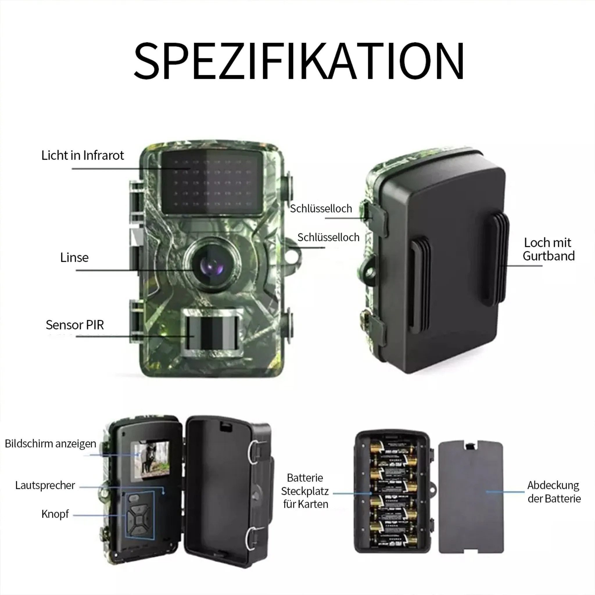 Novzep Wildkamera Wildkamera 12MP mit Bewegungsmelder Wildlife Jagdkamera