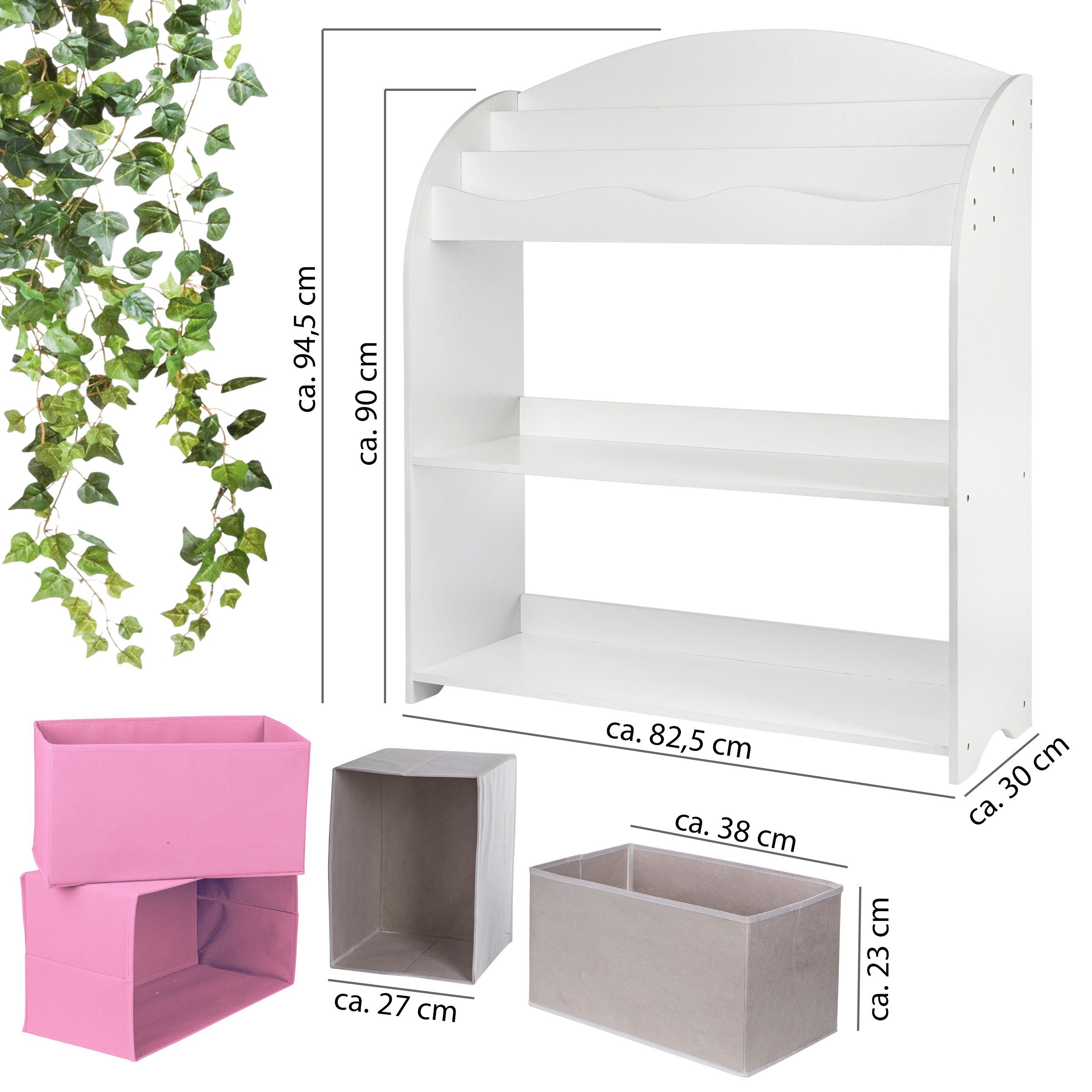 ONVAYA Bücherregal Kinder-Bücherregal Weiß, Kinderregal mit Boxen, Aufbewah günstig online kaufen