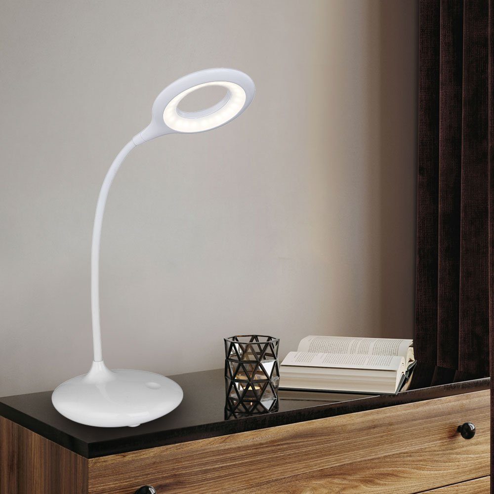 etc-shop Schreibtischlampe, LED-Leuchtmittel fest verbaut, Neutralweiß, LED Schreib Tisch Lampe Leuchte Weiß Touch Dimmer Spot Beweglich