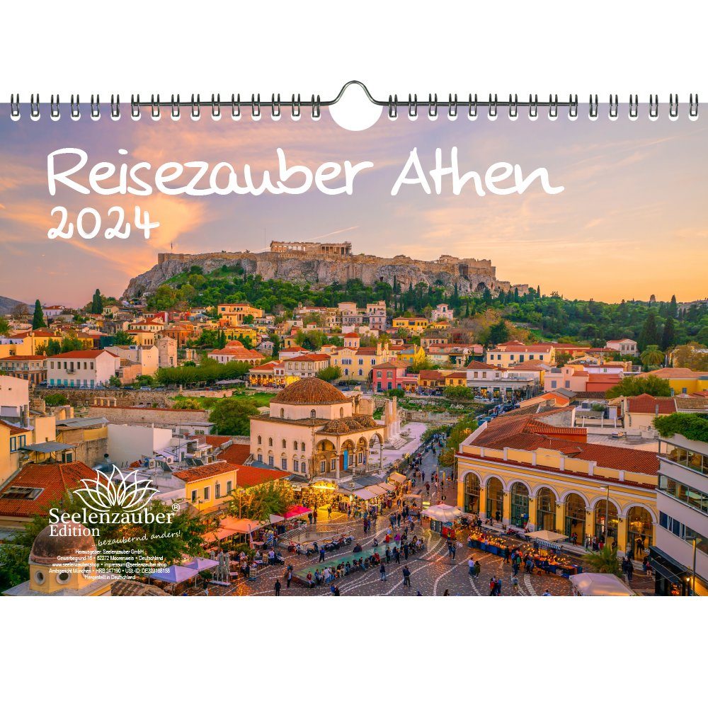 Seelenzauber Wandkalender Reisezauber Athen DIN A4 Kalender für 2025 Griechenland Urlaub Strand