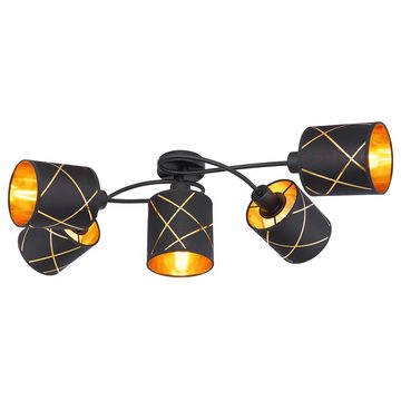 etc-shop LED Deckenspot, Leuchtmittel nicht inklusive, Deckenleuchte 5 flammig Deckenstrahler schwarz gold