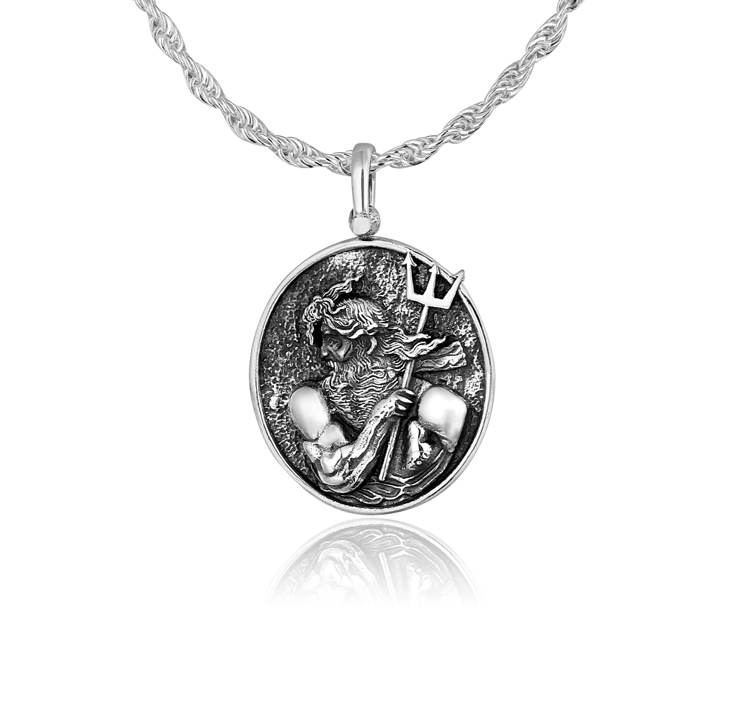 NAHLE Kette mit Anhänger Silber Kette Poseidon Halskette Singapur 925 Silber Kette (2-tlg., inklusive Schmuckbox), 925 Silber Anhänger - rhodiniert