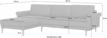 hülsta sofa Ecksofa hs.450, Armlehne Schnecke modern Landhaus, Breite 262 cm, Fuß Nussbaum