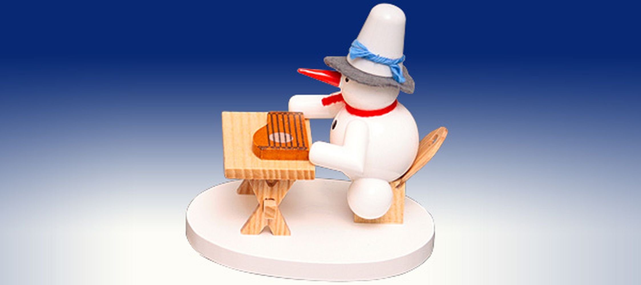 Sammelfigur Weihnachtsdekoration Schneemann mit Zither Höhe 8cm NEU