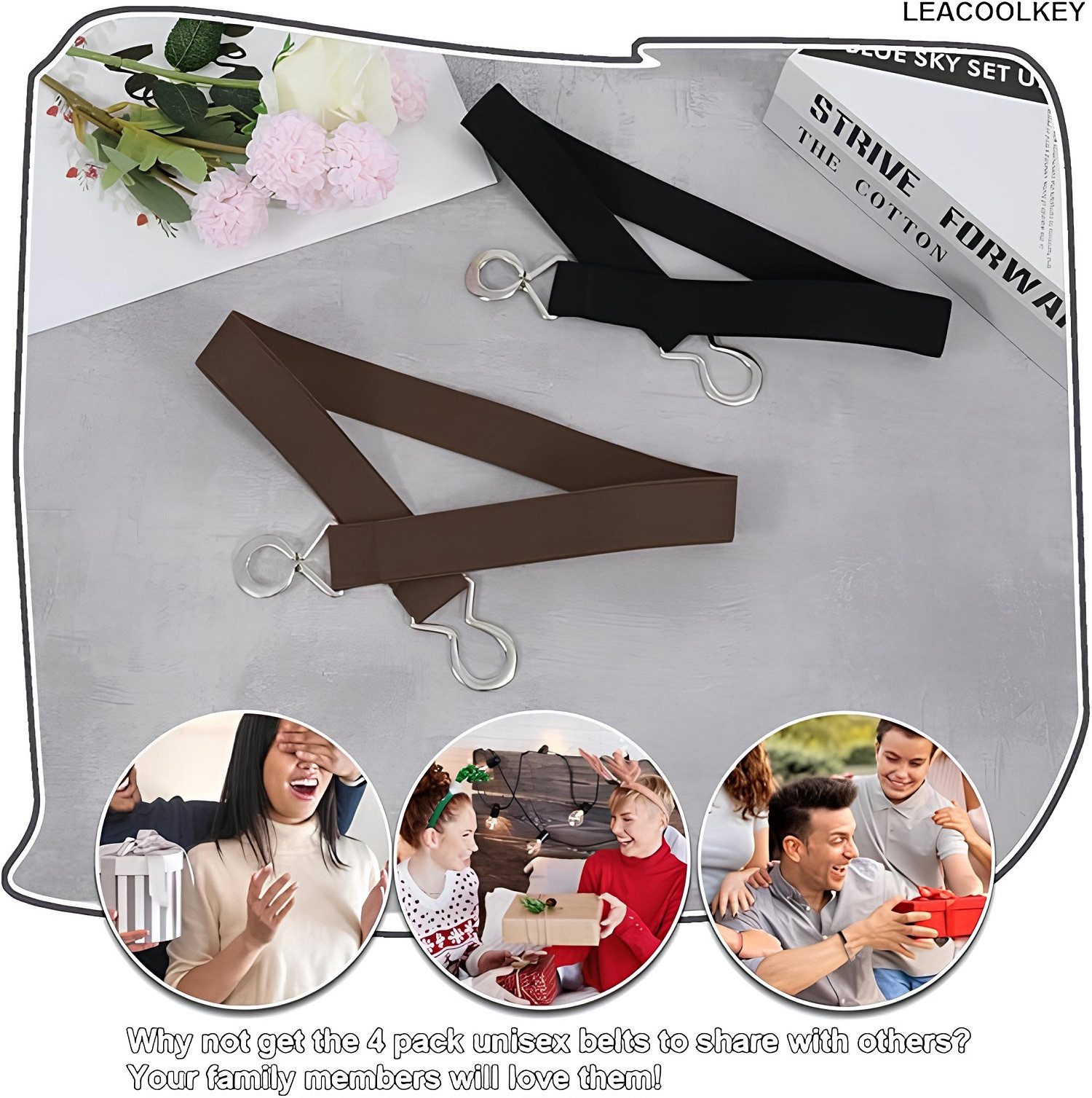 COOL-i ® Taillengürtel 4 Stücke Elastischer Gürtel,Ohne Schnalle Gürtel