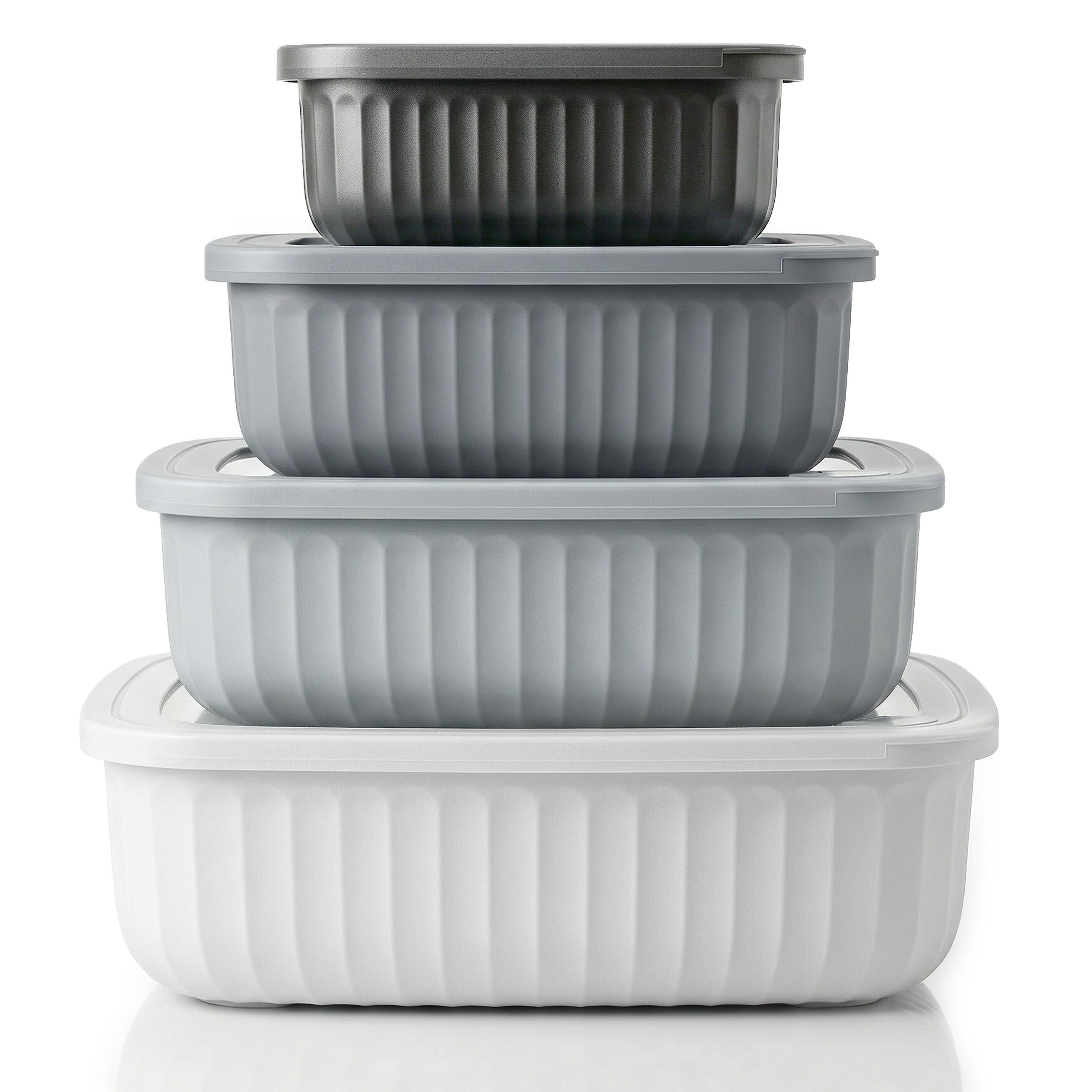 Arendo Frischhaltedose mit Deckel & Ventil, 4er Set, Vorratsdosen, Lunchboxen, auslaufsicher, Kunststoff, (Set, 4-tlg., 4 Größen (3 L, 1,7 L, 0,92 L, 0,42 L), stapelbar, BPA-Frei), Mikrowellen, Gefrier & spülmaschinengeeignet, lebensmittelecht