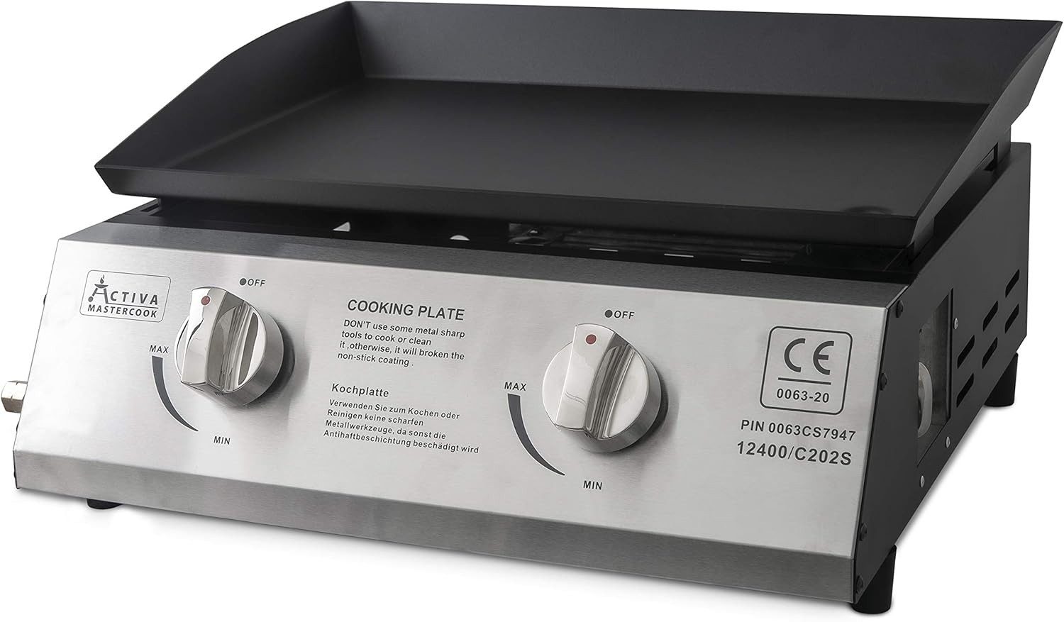 Activa Camping-Gasgrill Plancha 2 Brenner je 2,1 KW (4,2 KW)