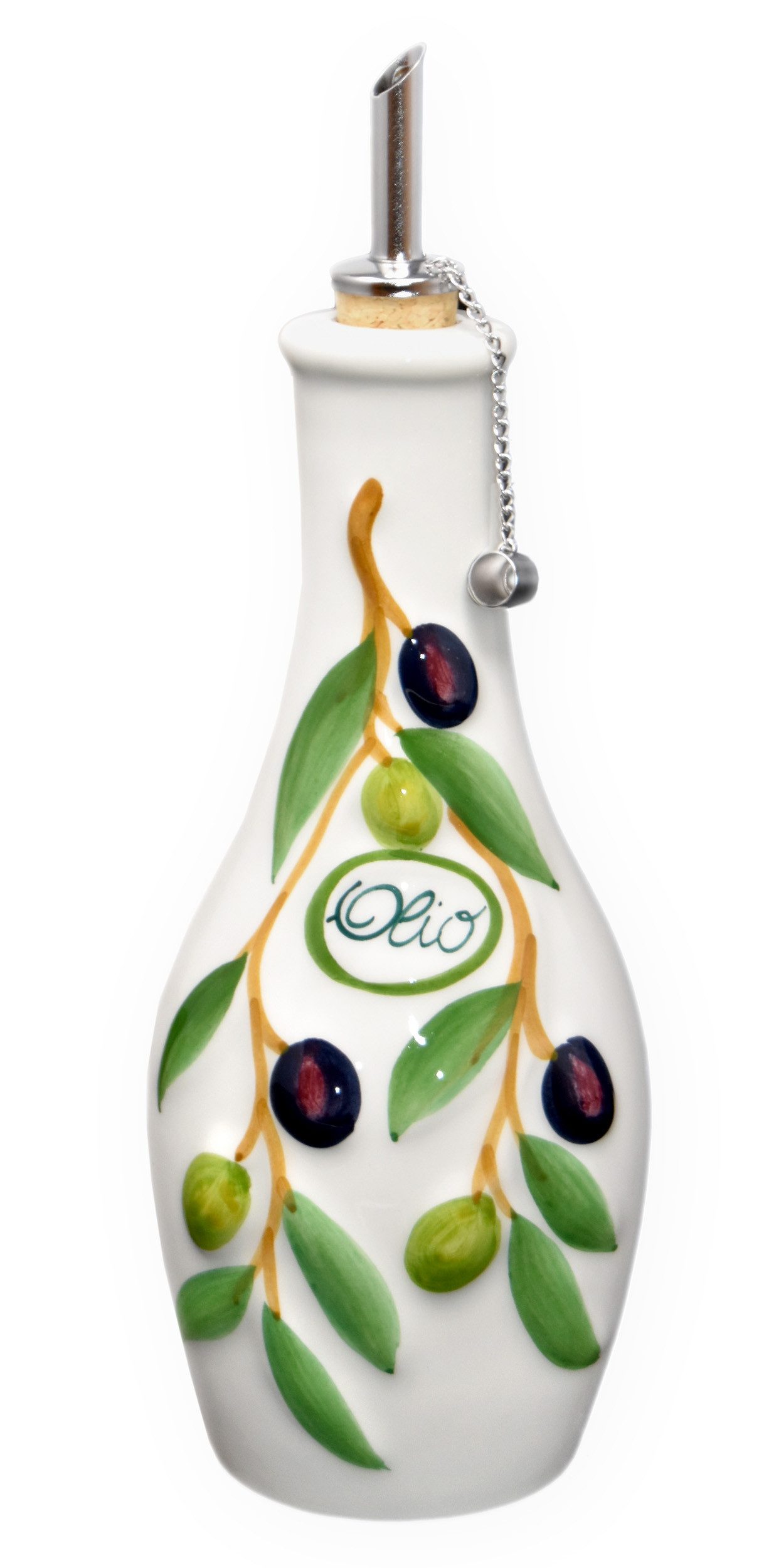 Lashuma Ölkaraffe Olive, (1-tlg., 500 ml), handgemachte Keramik Ölflasche Ø 7 cm x 23 cm aus Italien