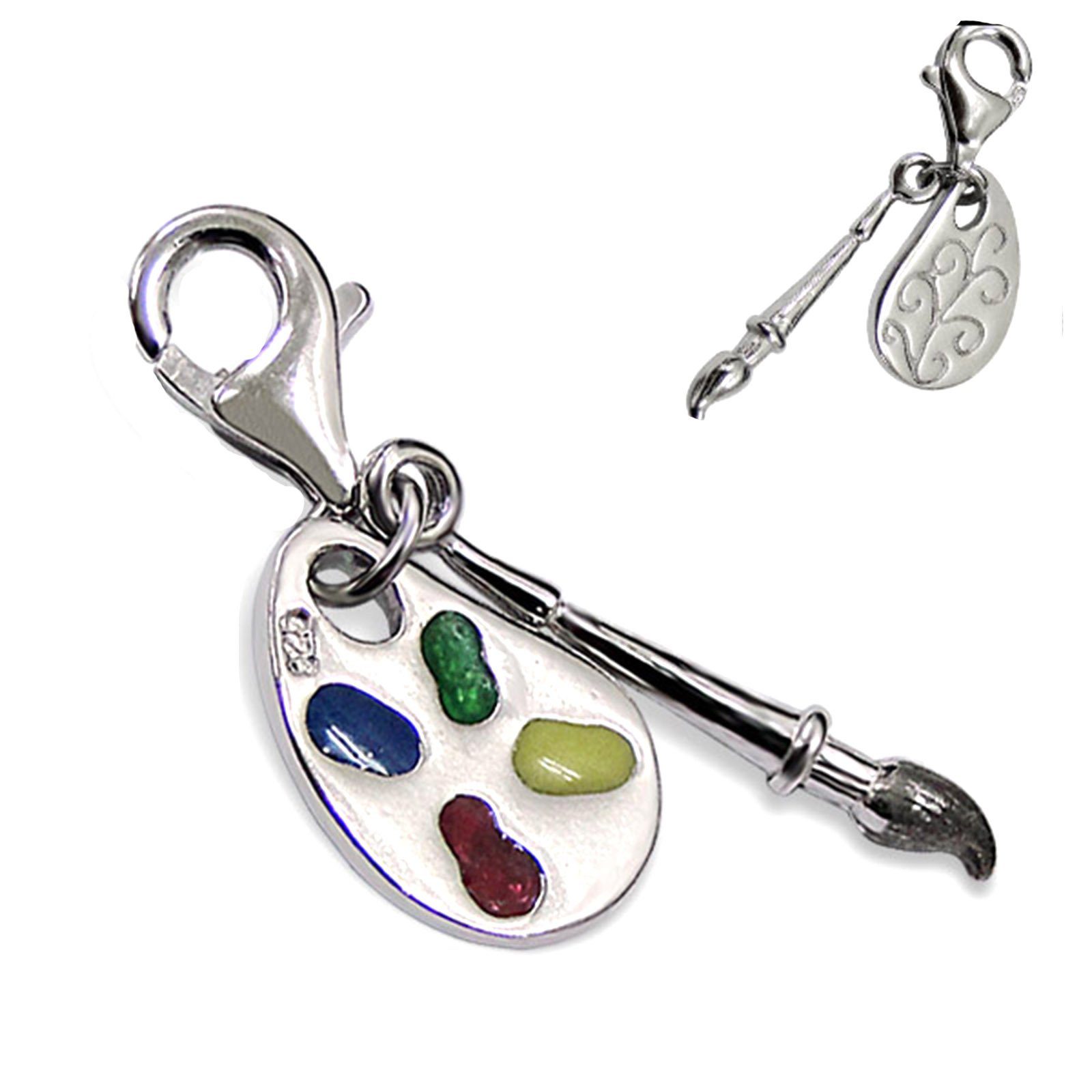 schmuck23 Charm-Einhänger Charm Anhänger Pinsel Farbe 925 Silber Kettenanhänger (1-tlg), Für Armband, Halskette oder Schlüsselanhänger | Charm-Anhänger