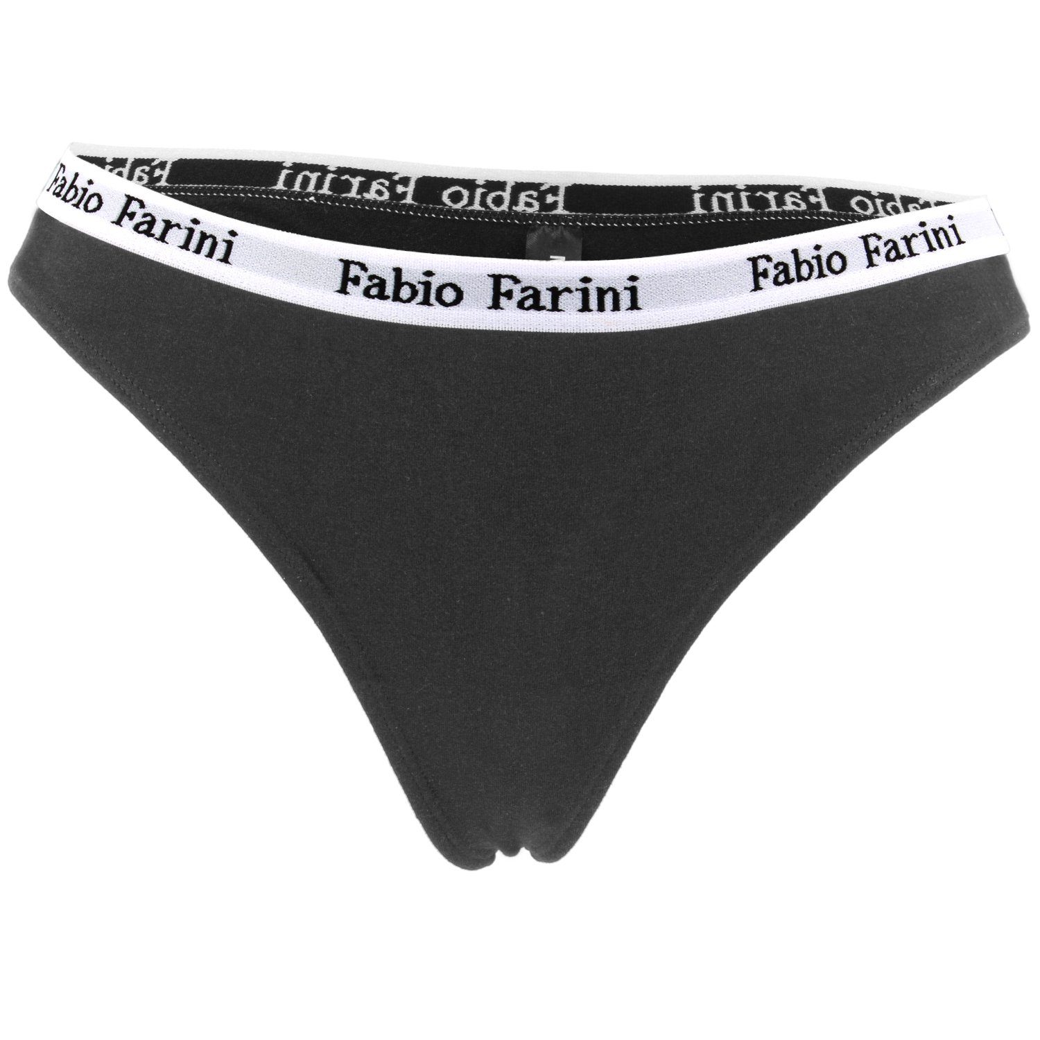 Fabio Farini String Damen Unterhosen - Frauen Tanga aus Baumwolle (Packung, 6-St) im sportlichen Look mit Designerbündchen