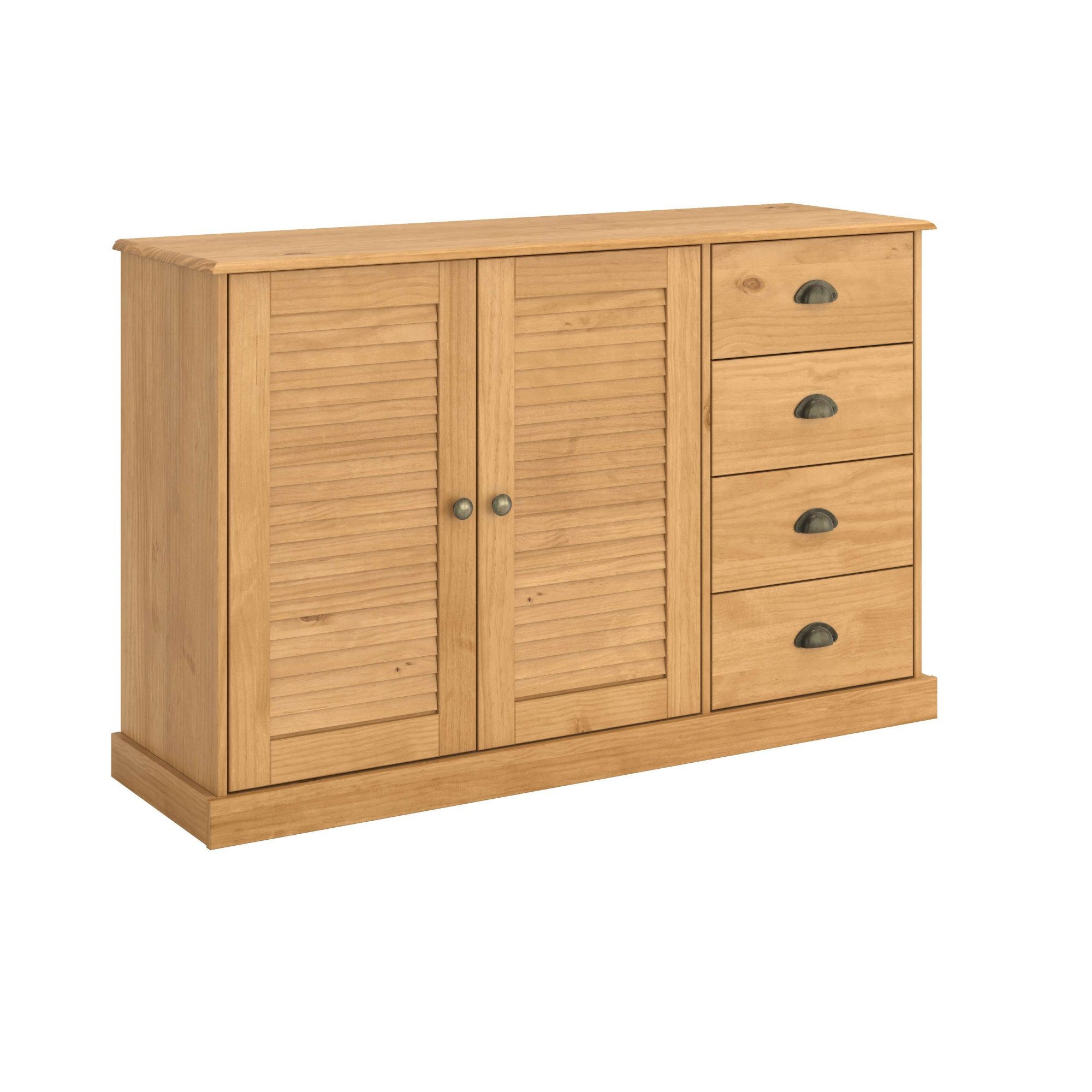 OTTO home Sideboard Turia, mit Lamellentüren, Kommode aus massivem Kiefernholz, FSC®, 4 Schubkasten, Breite 125 cm