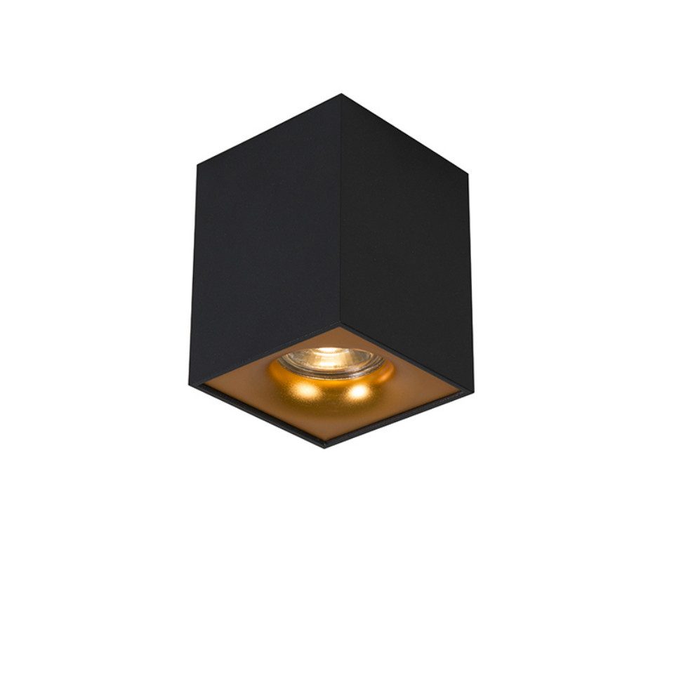 Qazqa LED Накладной прожектор Quba, ohne Leuchtmittel, GU10, Schwarz, Modern, Stahl, 1-flammig