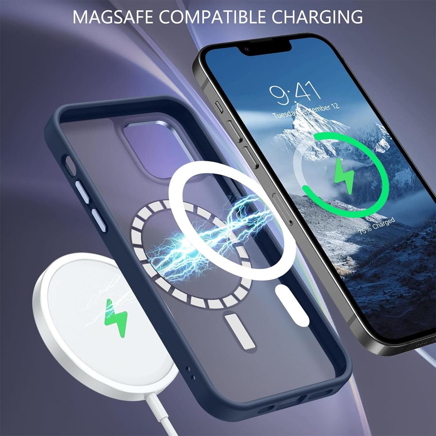 CoolGadget Handyhülle Magnet Hülle für iPhone 14 Schutzhülle mit Metall Kamerarahmen 6,1 Zoll, magnetisches Schutzcase Matt Stoßfest kompatibel mit Magsafe Zube – Bild 4 von 5