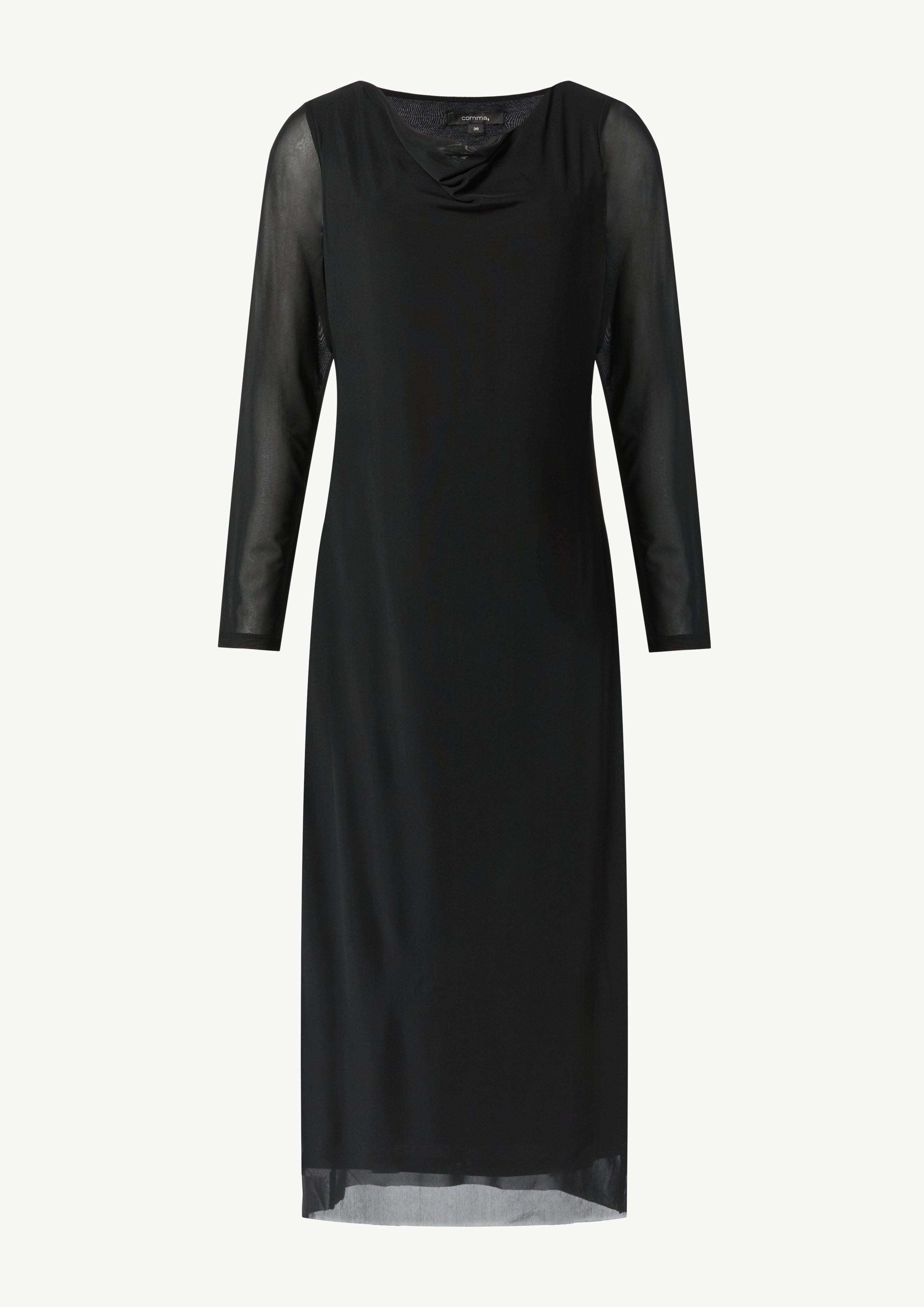 Minikleid Mesh-Kleid im Slim Fit mit Wasserfall-Ausschnitt