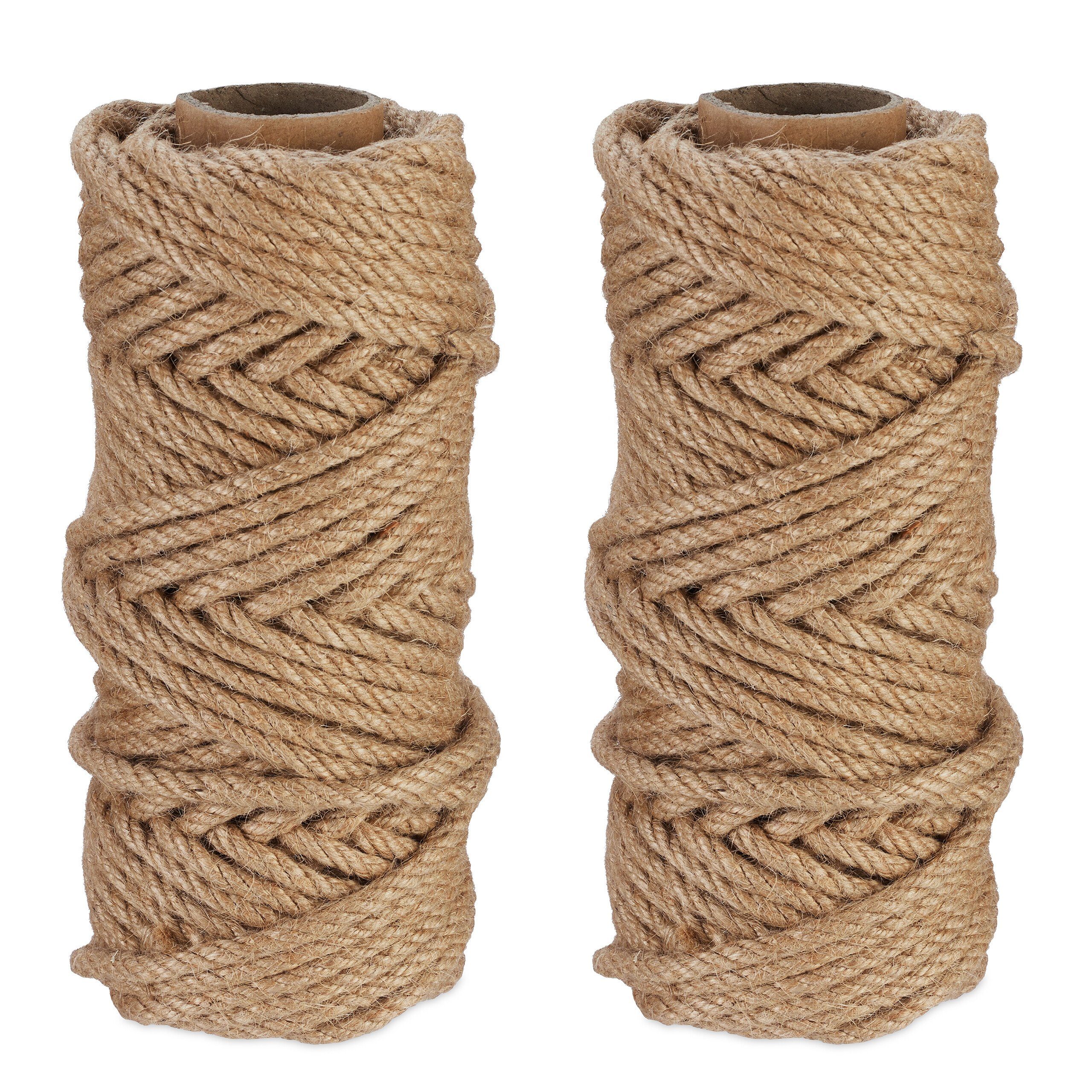 relaxdays Juteschnur 6 mm x 30 m 2er Set Bastelgarn