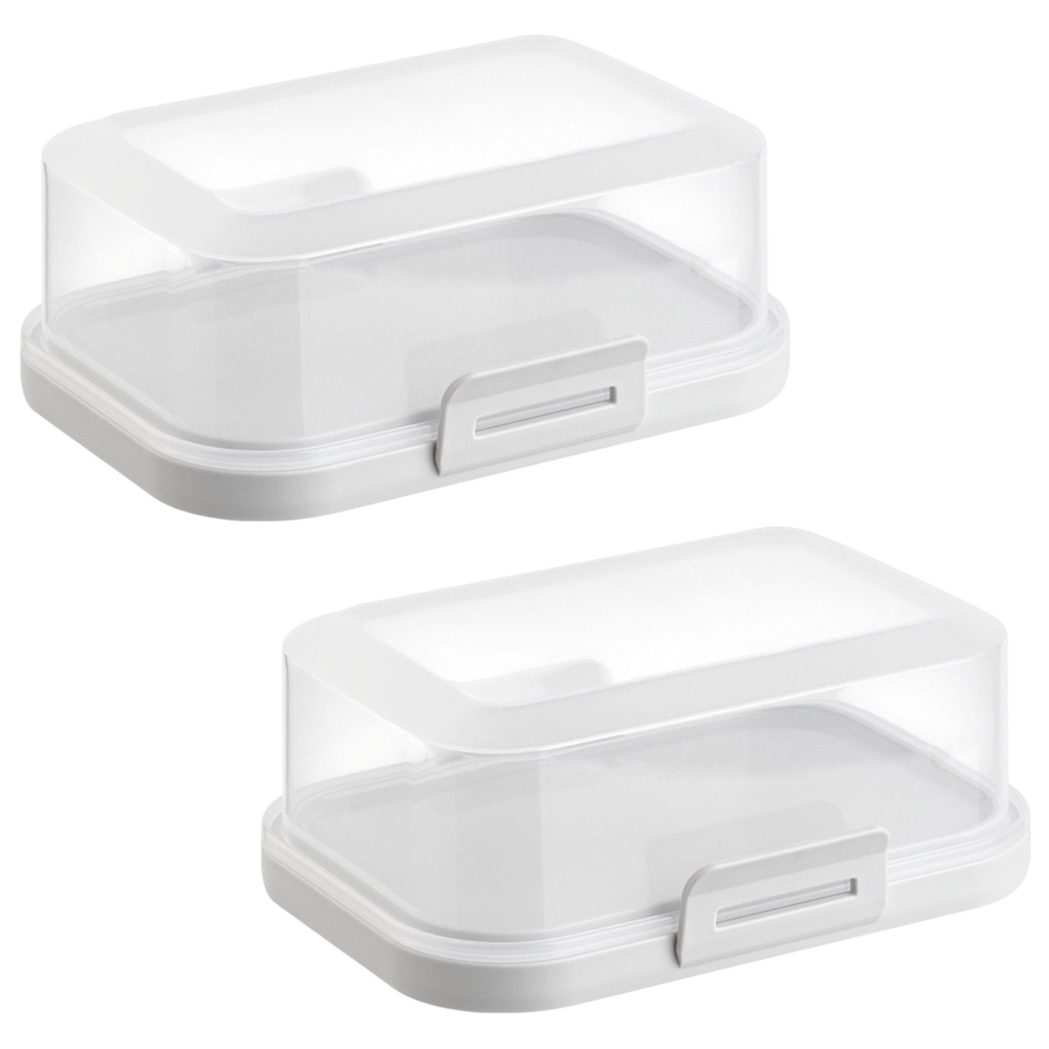 Engelland Butterdose Stapelbare Butter-/Käsedose, Kunststoff, (Vorteils-Set, 2-tlg., mit sicherem Klickverschluss), stapelbar, platzsparend, Ordnung im Kühlschrank, BPA-Frei, Mehrzweck