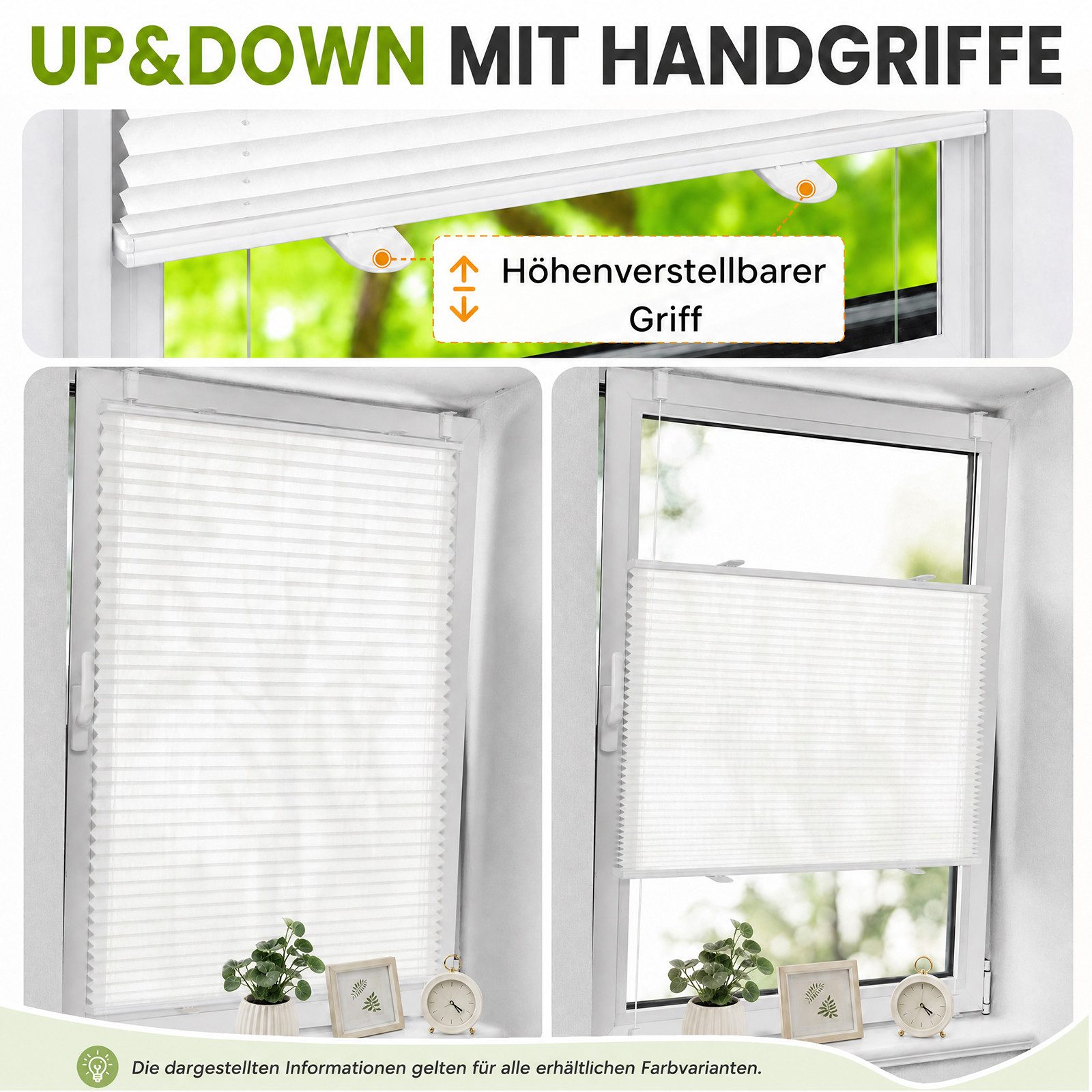 Vkele Plissee ohne Bohren Easy Fix Klemm Faltrollo, verspannt Fenster Rollo, Klemmfix,Klemmträger, Jalousie für Tür & Fenster Sichtschutz Sonnenschutz – Bild 5 von 5