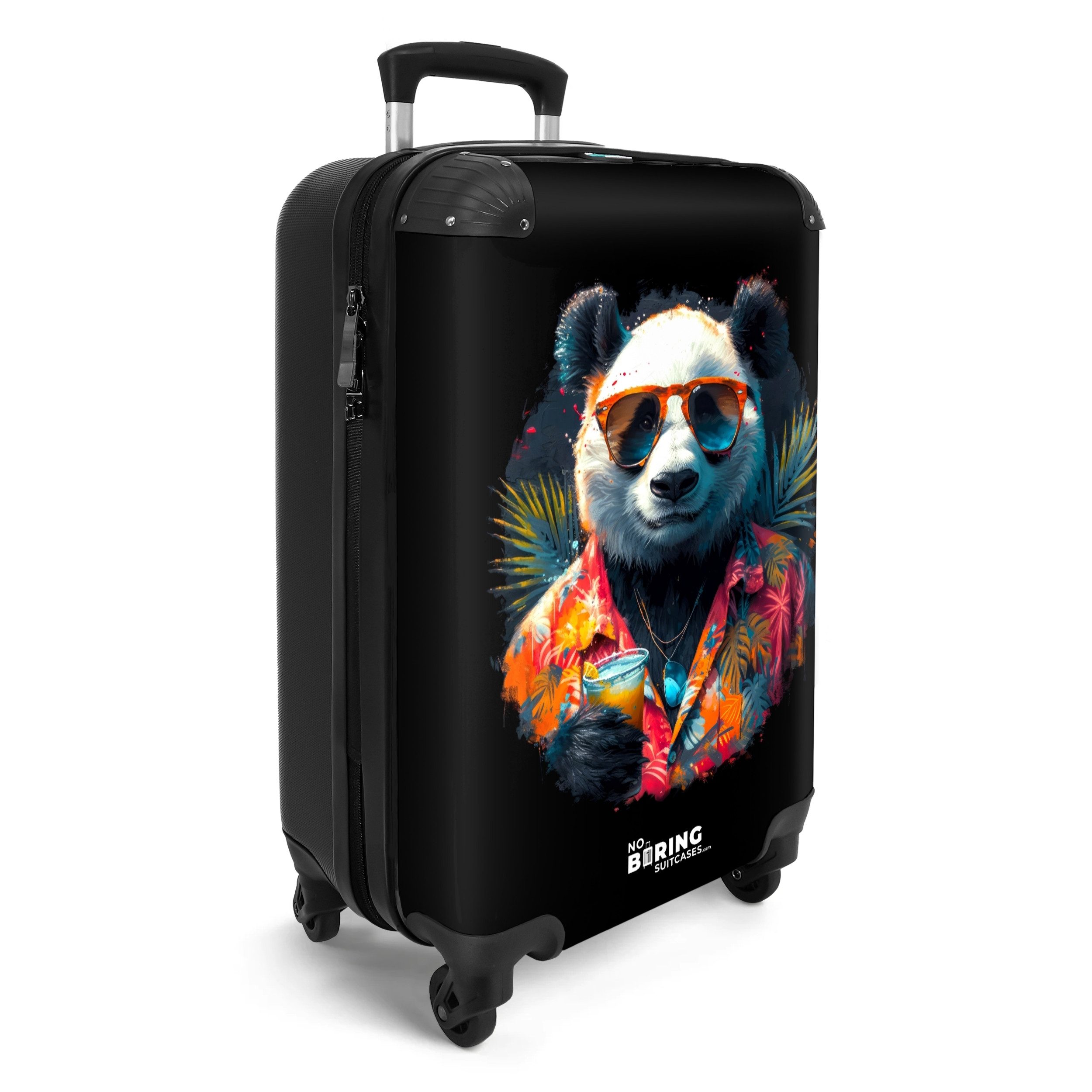 NoBoringSuitcases.com© Hartschalen-Trolley Hund in tropischen Sphären 55x35x20cm, 4 Rollen, Reisetasche mit Rollen, Koffer Handgepäck Flugzeug