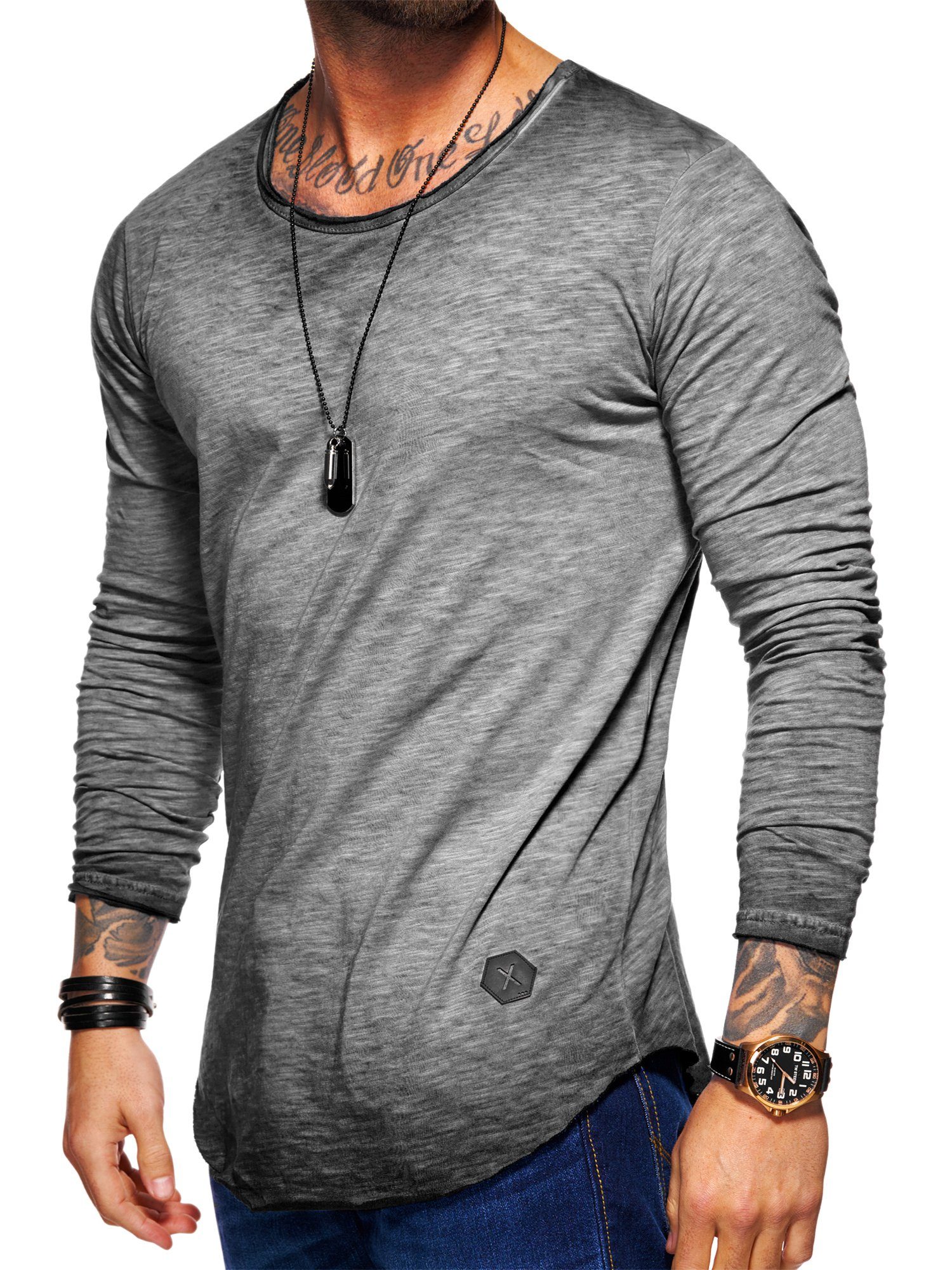 Style-Division Longsleeve SDDENTON Basic O-Neck im Oversize-Look günstig online kaufen