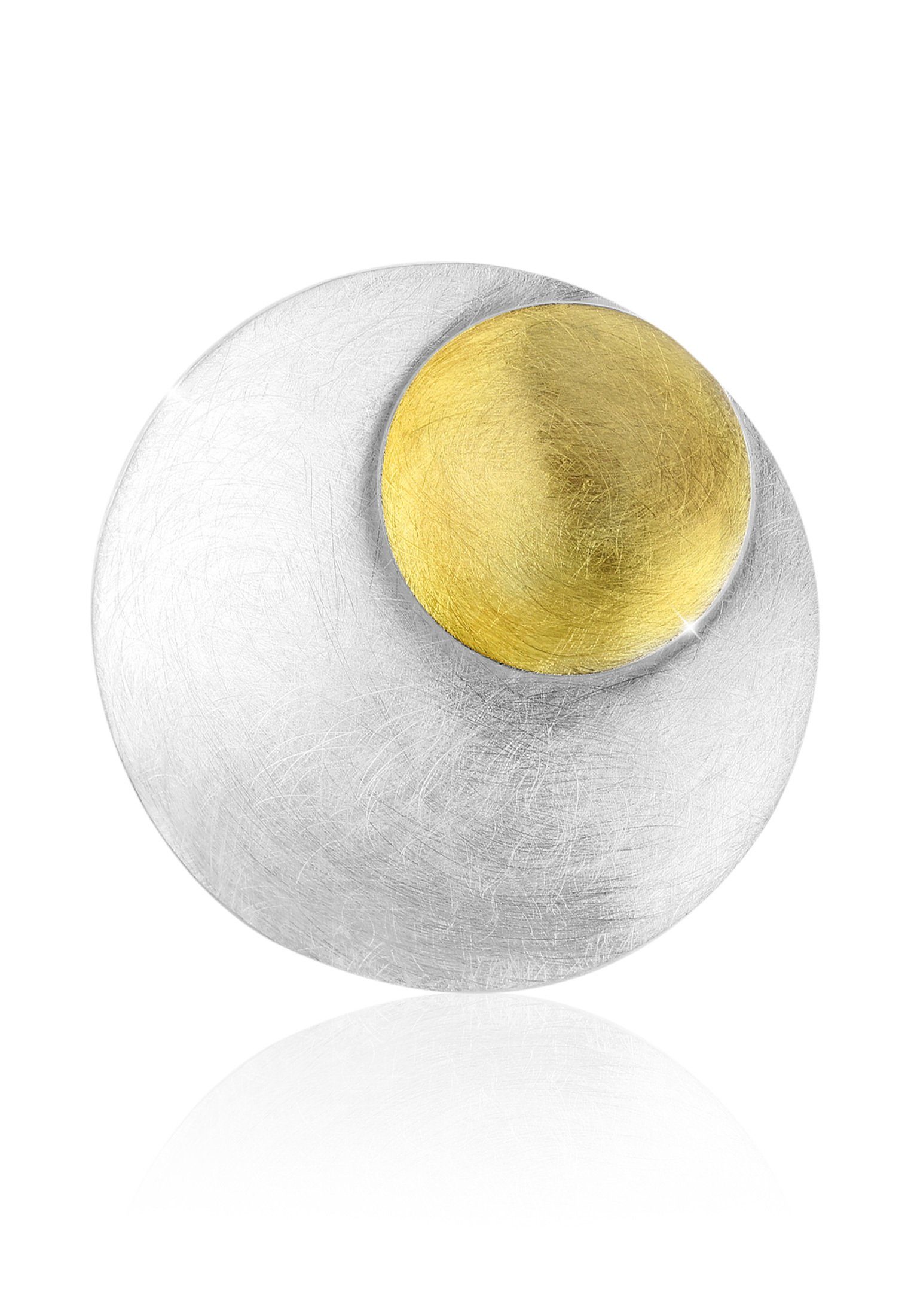 Kettenanhänger Rund Kreis Geo Bi-Color gebürstet 925 Silber