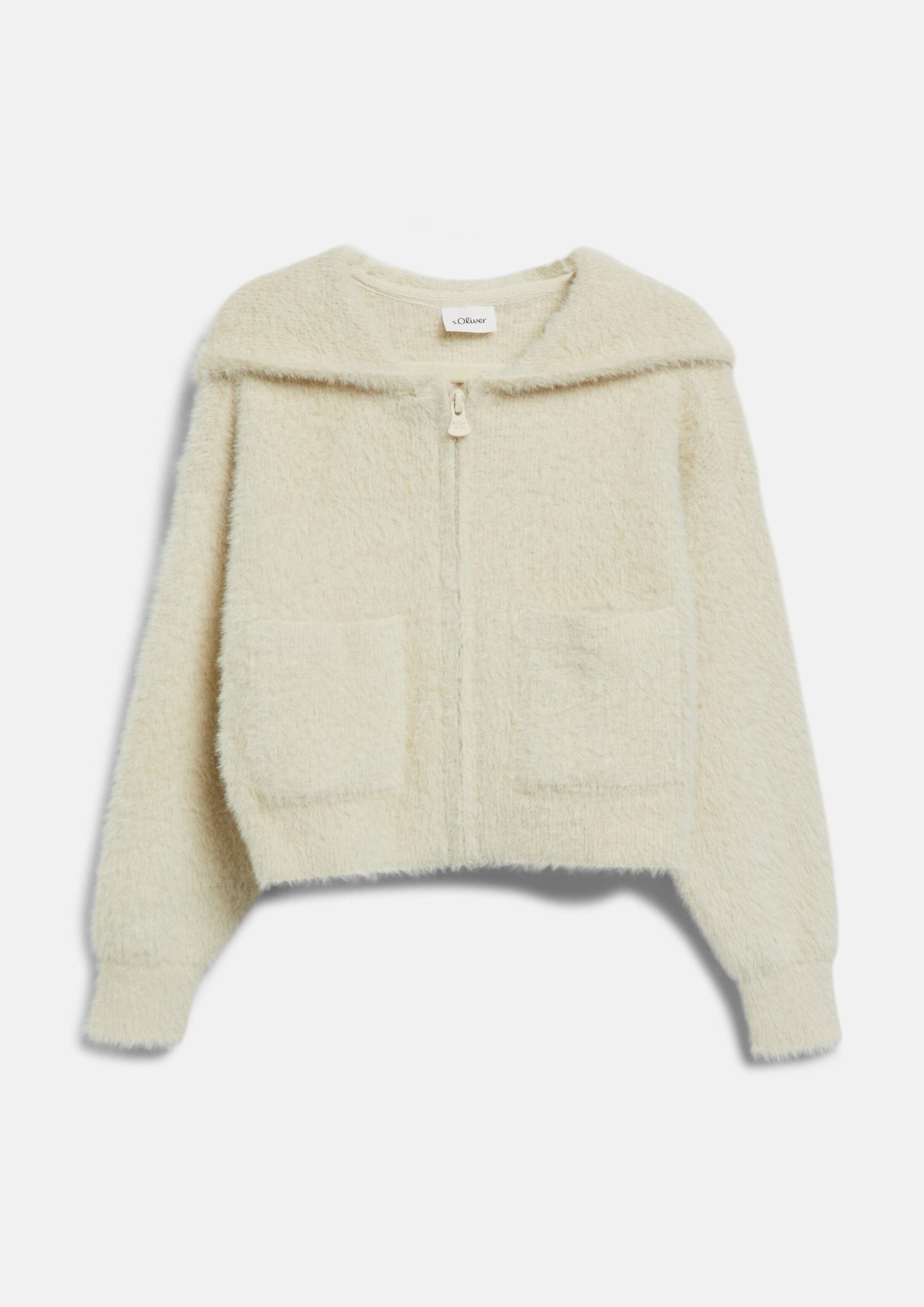 s.Oliver Cardigan Strickjacke Flauschige Boxy Strickjacke mit Kapuze