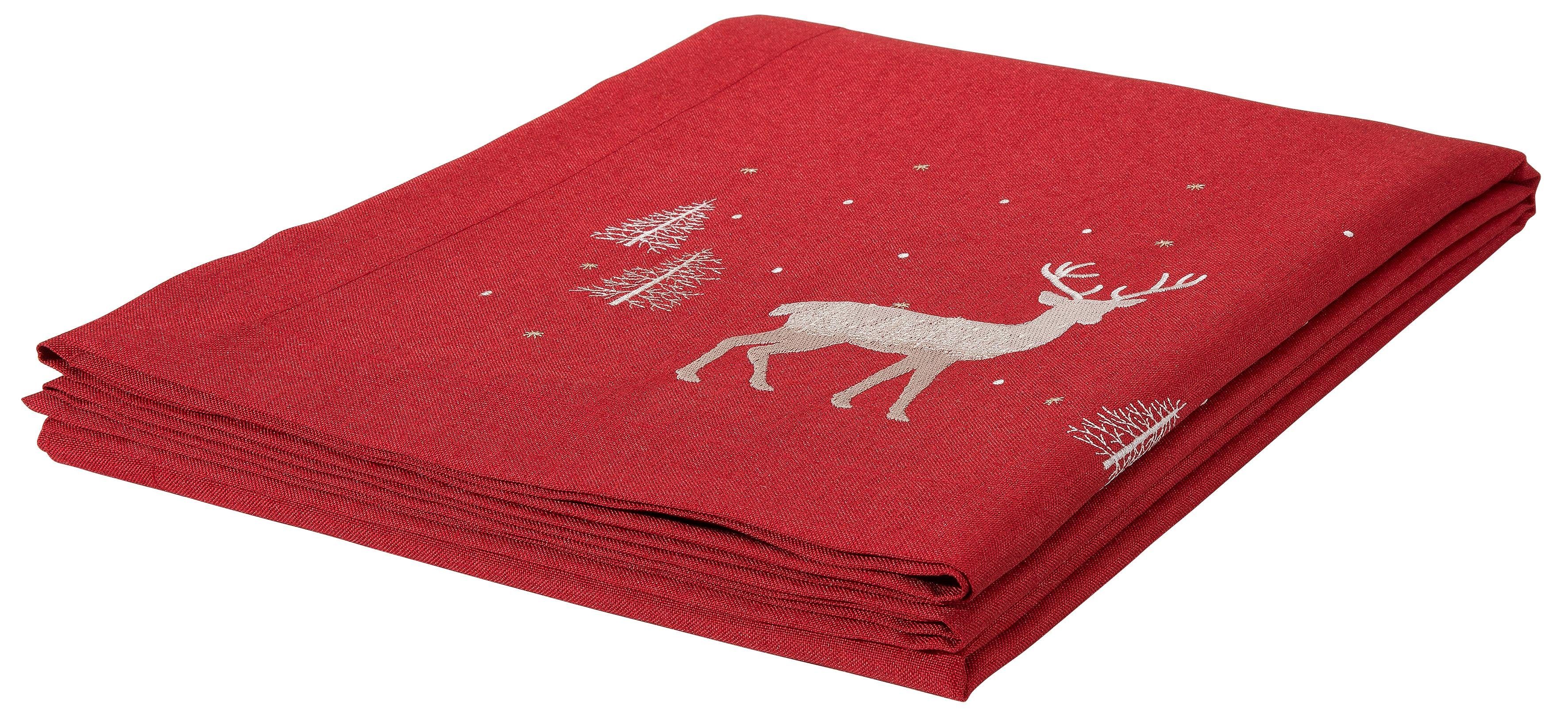 Tischdecke Hirsch, Weihnachtsdeko rot