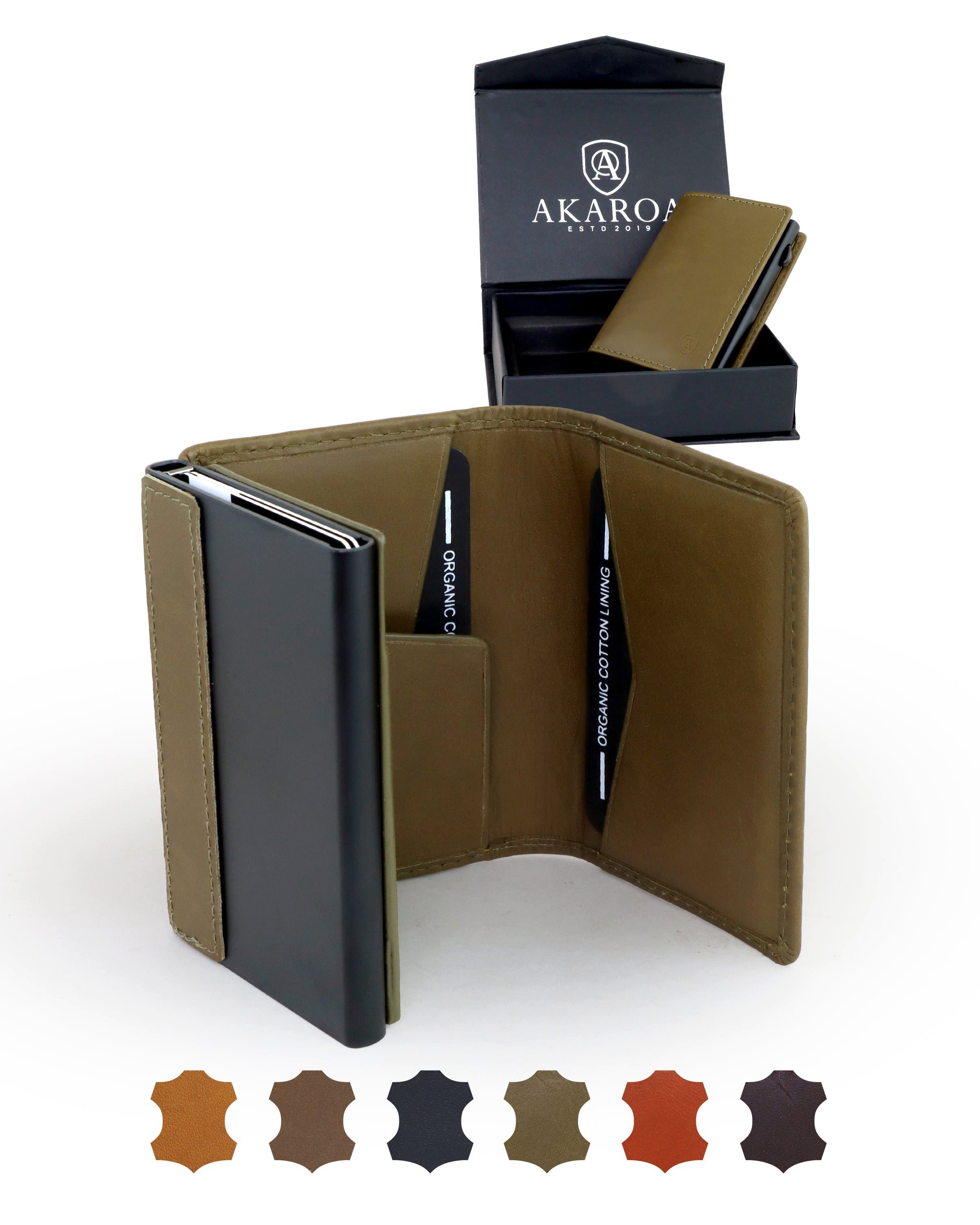 AKAROA Geldbörse Kartenetui Slim Wallet PELLE – Popup Cardholder mit Kartenauswurf