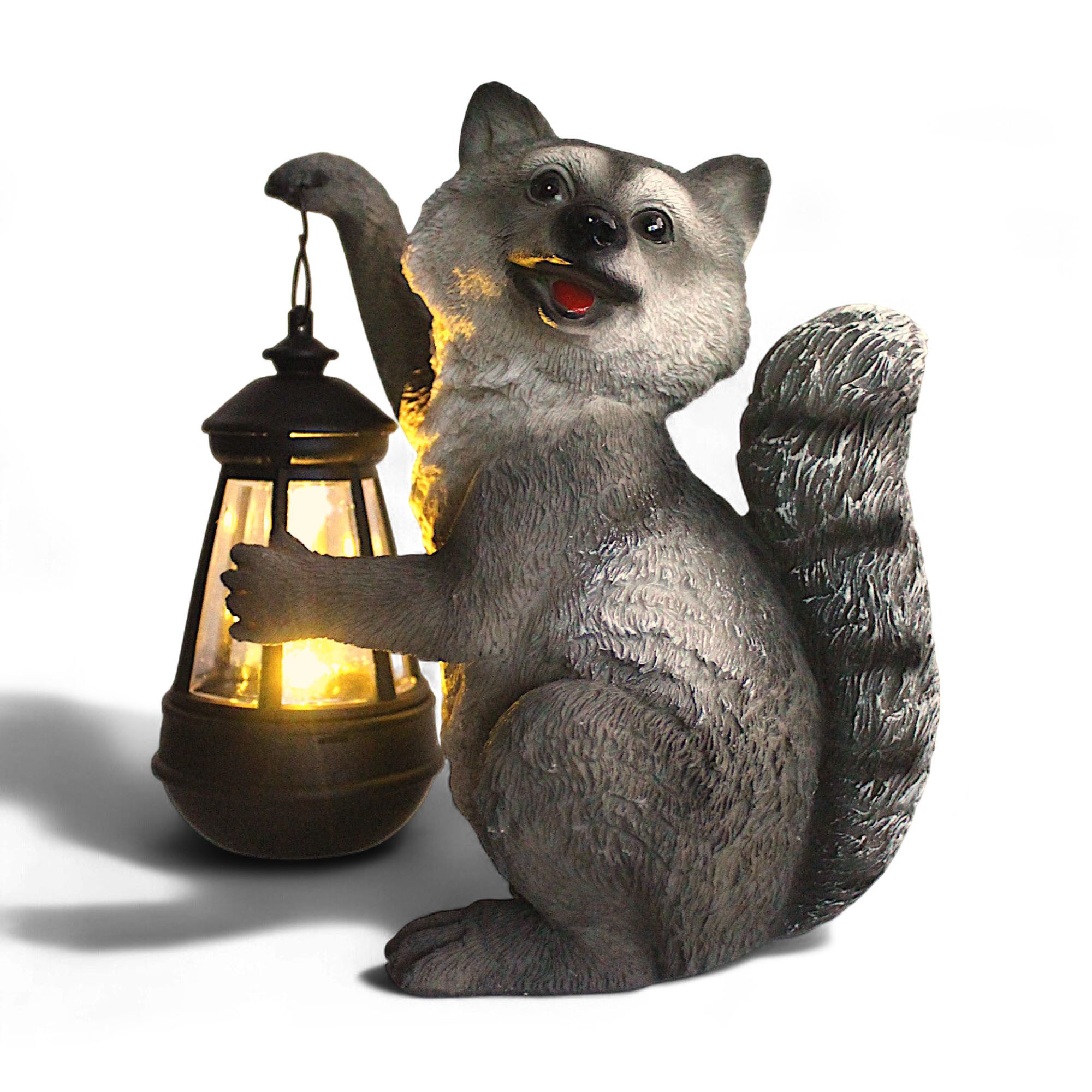 Arnusa Gartenfigur Solarleuchte Solar Gartendeko Waschbär 21 cm mit Laterne günstig online kaufen