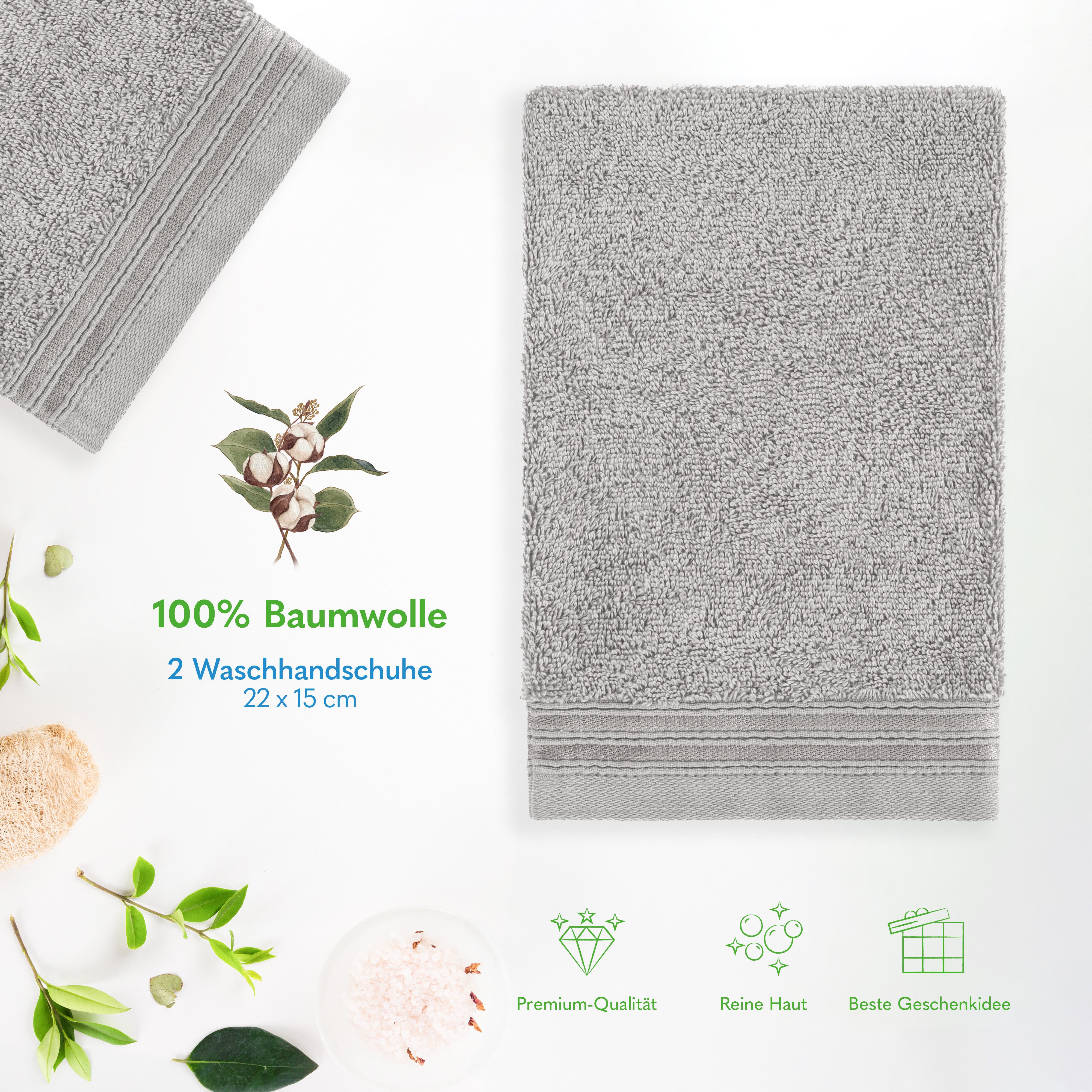 HAMMETEX Waschlappen 2er-Set Waschlappen 15x22 cm, 100% Baumwolle, weich und saugfähig, (Set, 2-St) – Bild 4 von 5