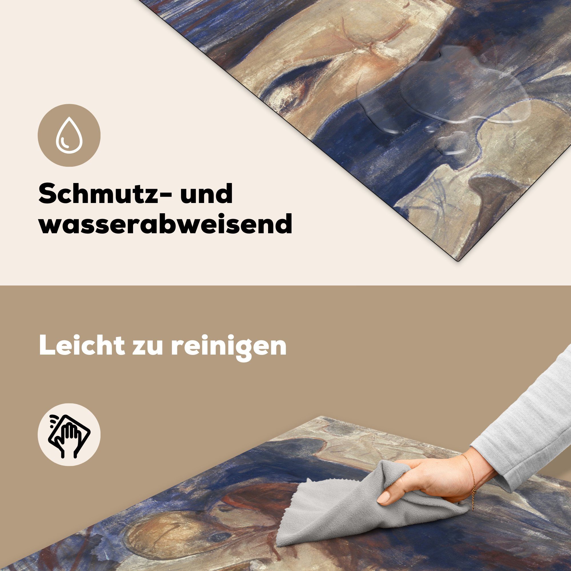 MuchoWow Herdblende-/Abdeckplatte Tod und Leben Arbeitsplatte 78x78 (1 cm, Ceranfeldabdeckung, für Munch, Vinyl, Edvard küche tlg), 