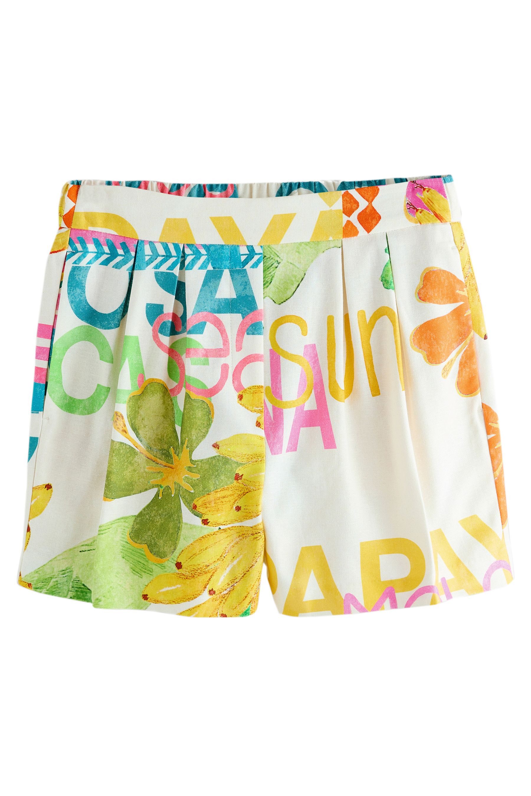 Next Shorts Shorts mit Postkarten-Print und hohem Leinenanteil (1-tlg)