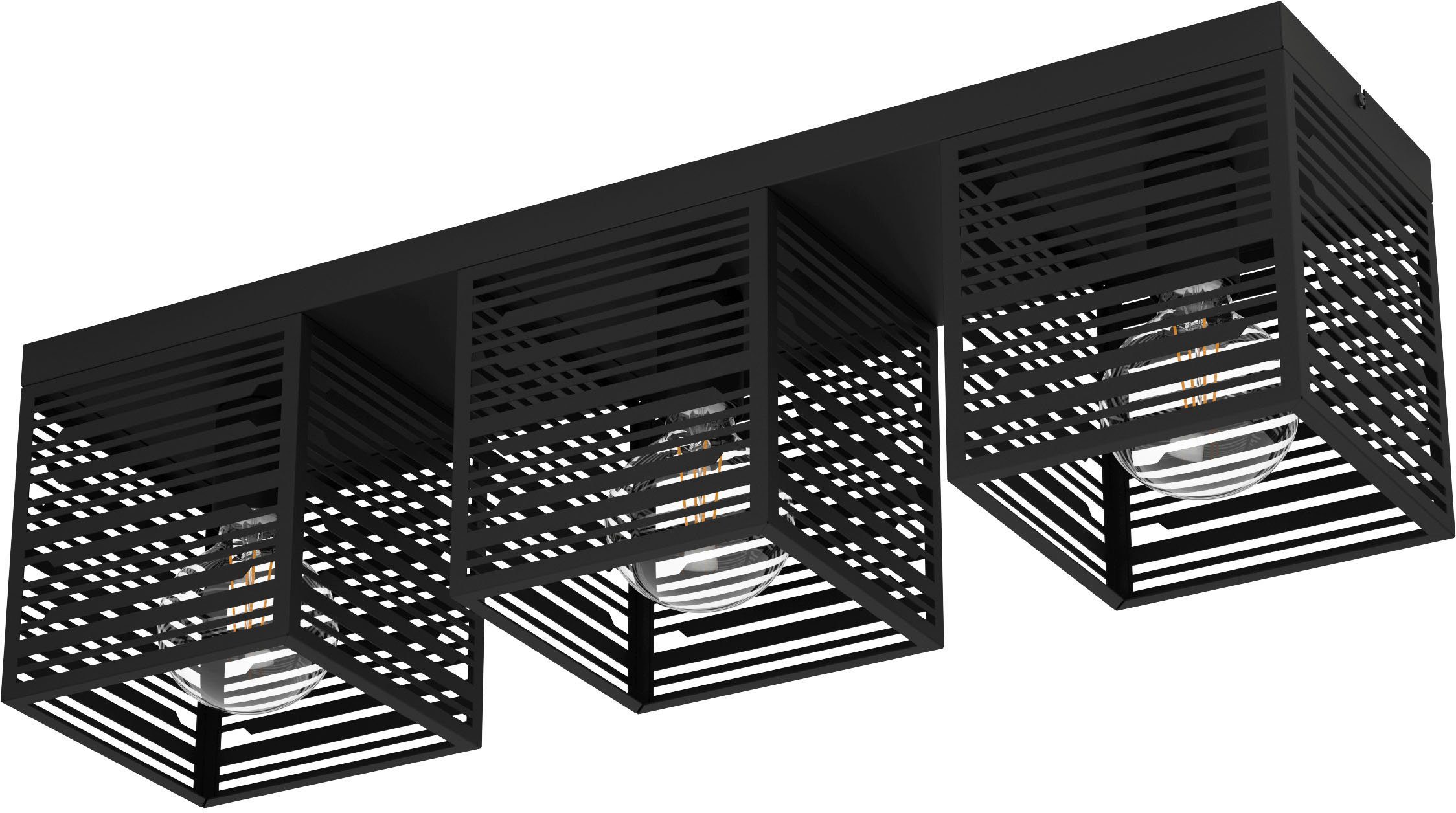 EGLO Deckenleuchte PIEDRITAS, ohne Leuchtmittel, Leuchtmittel wechselbar, Deckenleuchte in schwarz aus Stahl - exkl. E27 - 1X40W