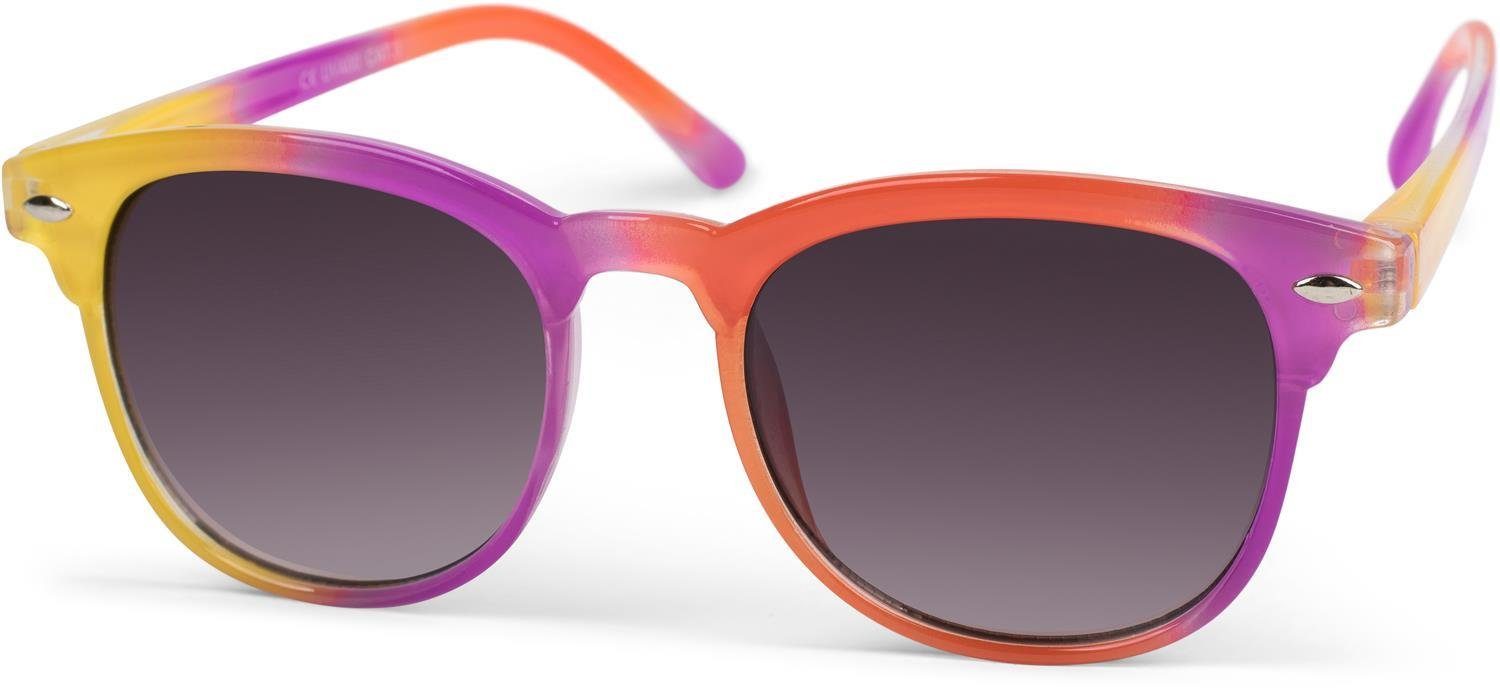 styleBREAKER Sonnenbrille (1-St) Getönt Gestell Gelb-Pink-Orange / Glas Grau Verlauf