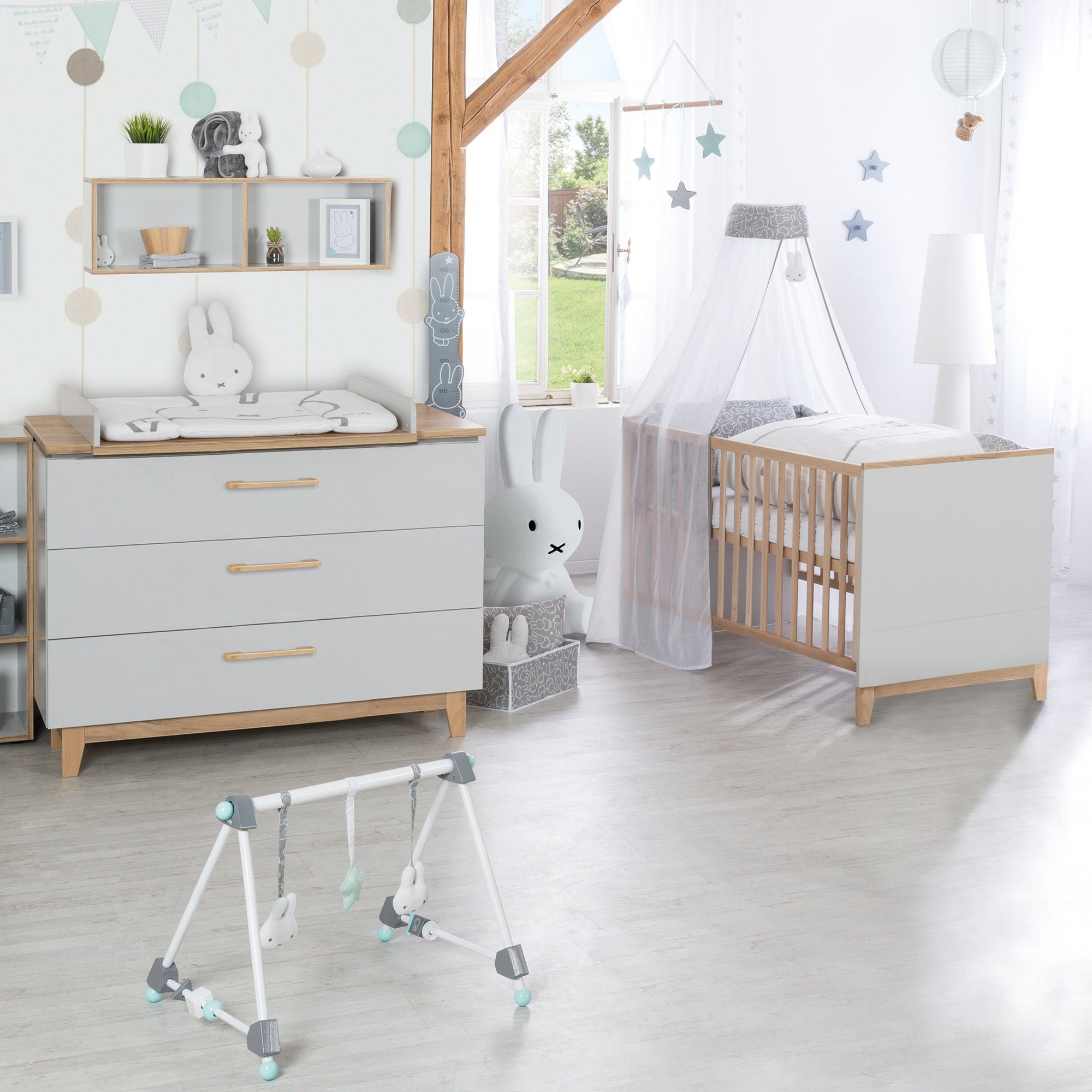 roba® Babyzimmer-Komplettset Caro, Gitterbett, Wickelkommode, 3-türiger günstig online kaufen