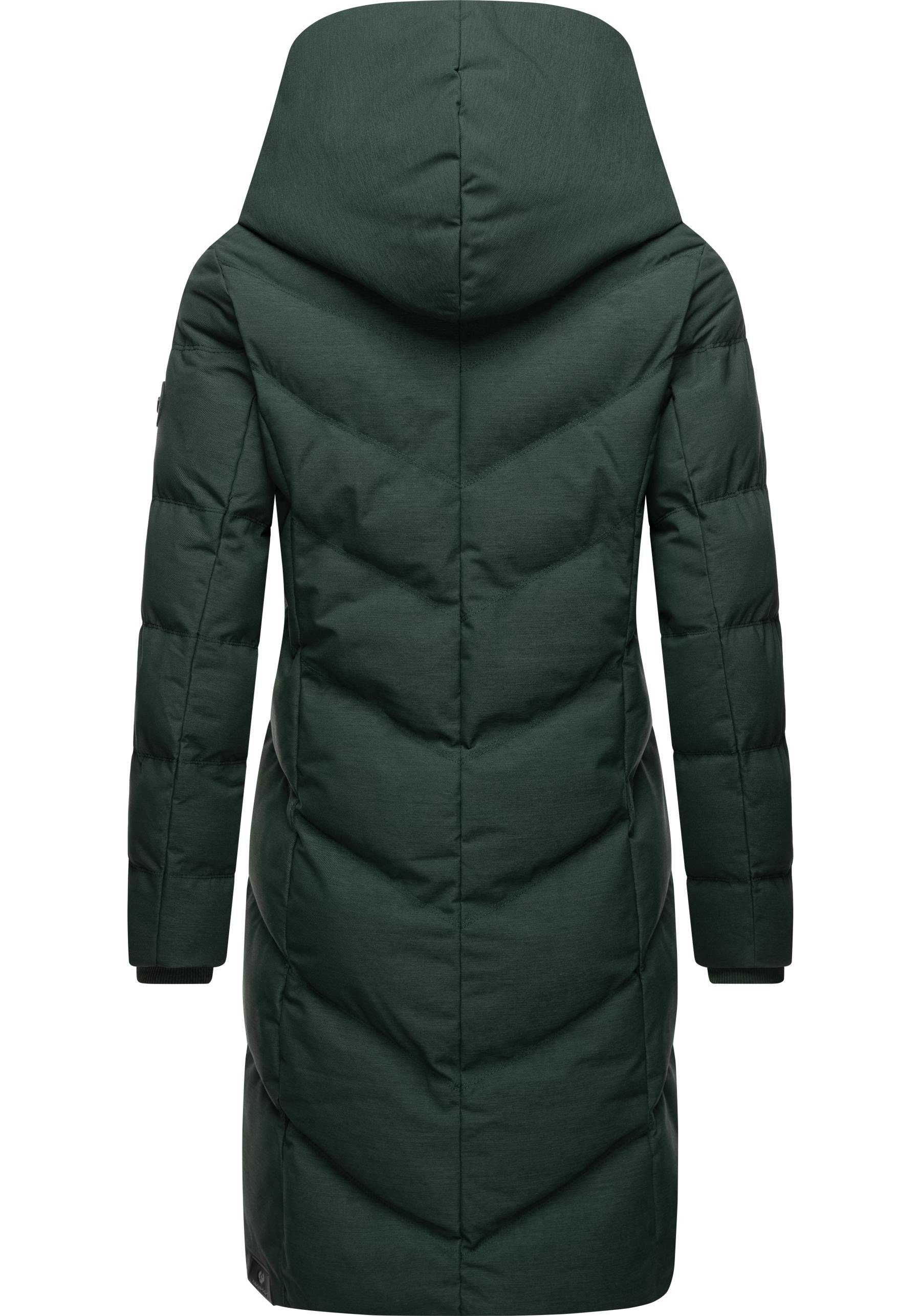 Ragwear Steppmantel Natalka Melange wasserdichter Damen Wintermantel mit gefütterter Kapuze