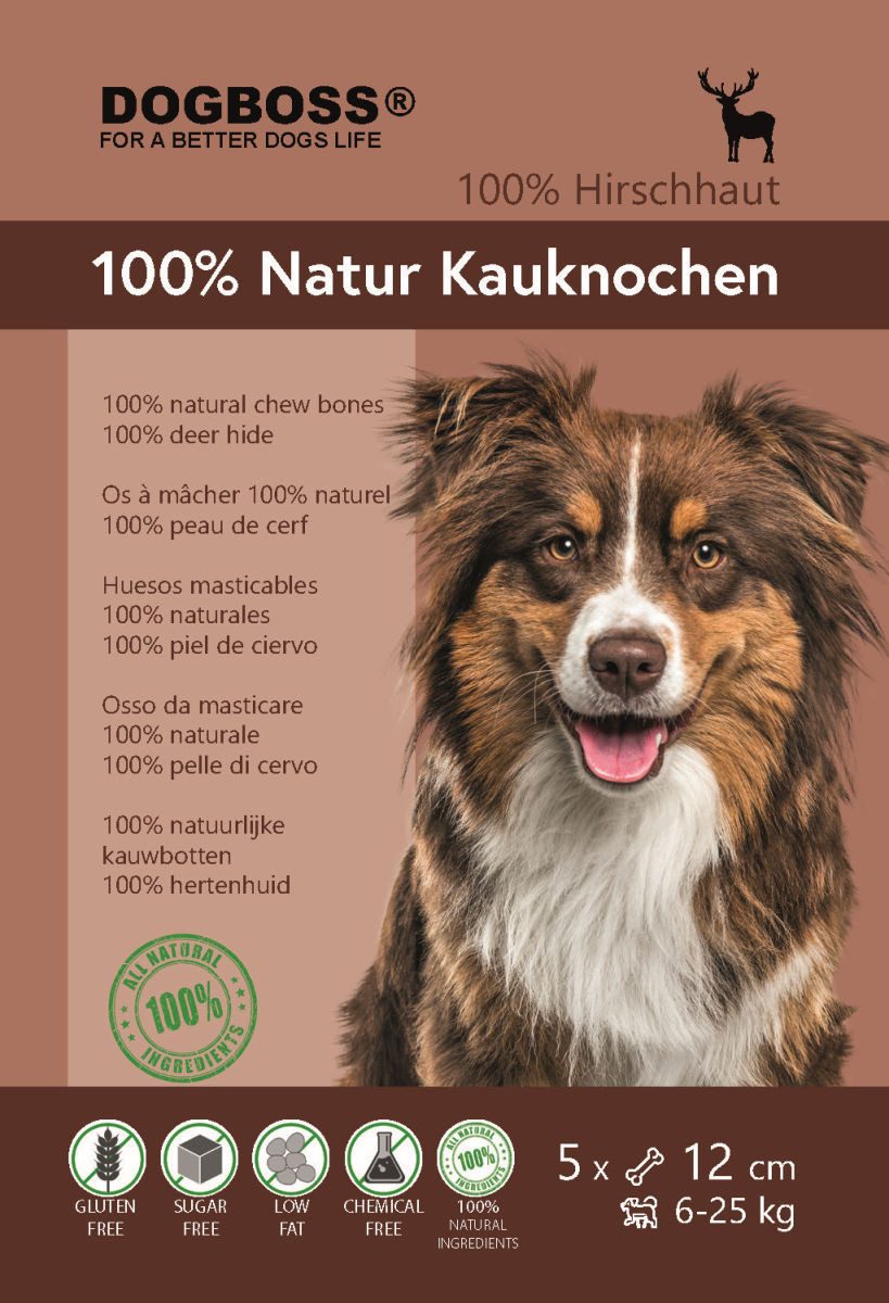 DOGBOSS DOGBOSS 100% Natur Kauknochen Pferd oder Hirsch – Hypoallergen 100% Hirsch 12 cm, Snack für: Hunde, Angaben unterliegen den für Naturprodukte üblichen Schwankungen.
