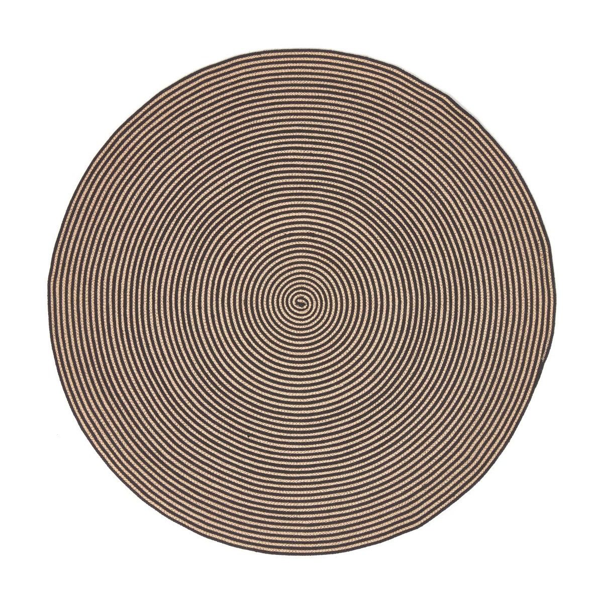 Homescapes Teppich Geflochtener runder Teppich, leinen-schwarz mit Spiral-M günstig online kaufen